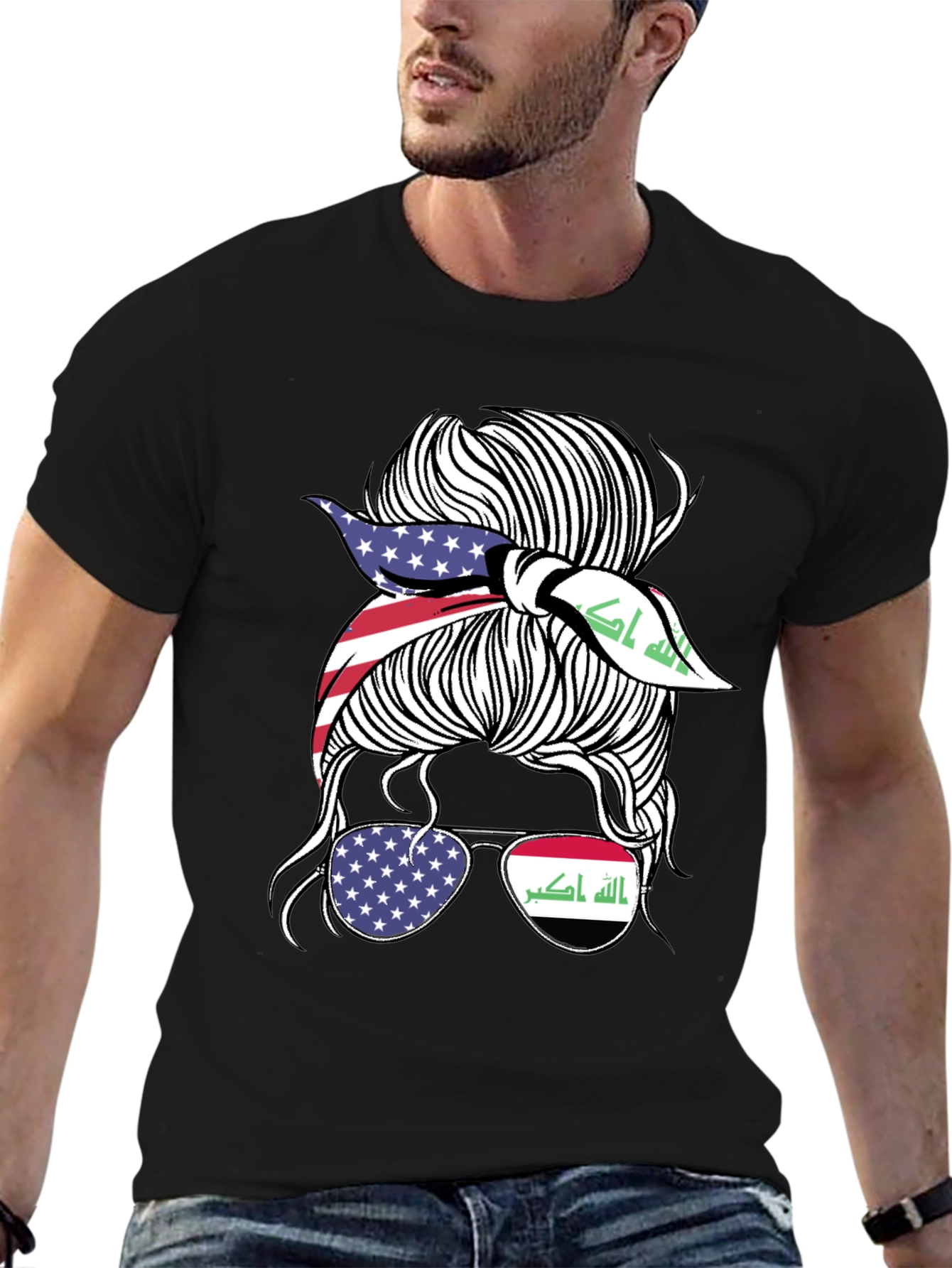 USA & Iraq Messy Bun T-Shirt