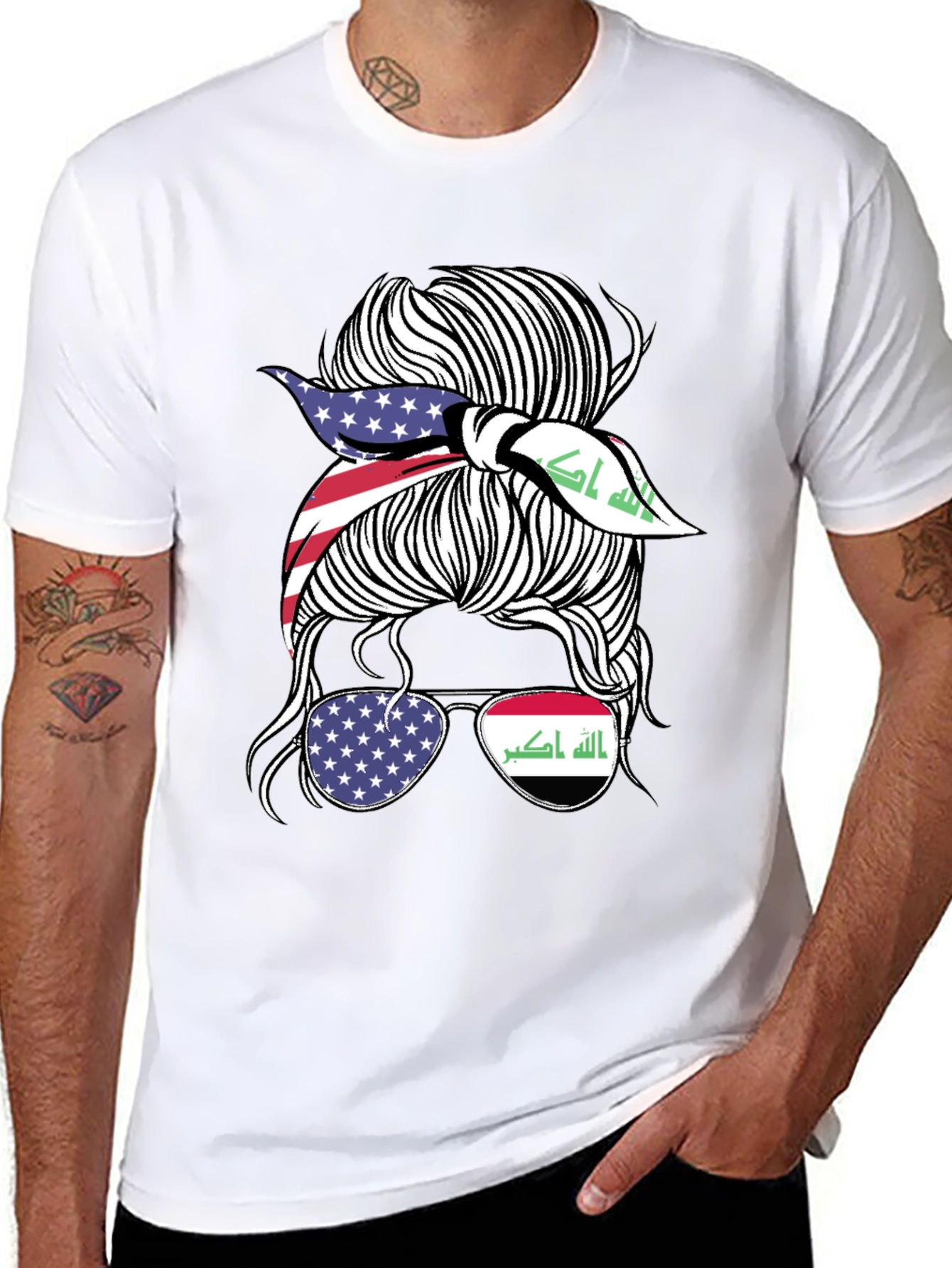 USA & Iraq Messy Bun T-Shirt