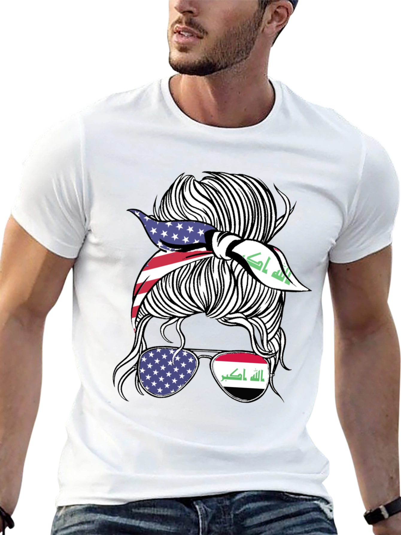 USA & Iraq Messy Bun T-Shirt