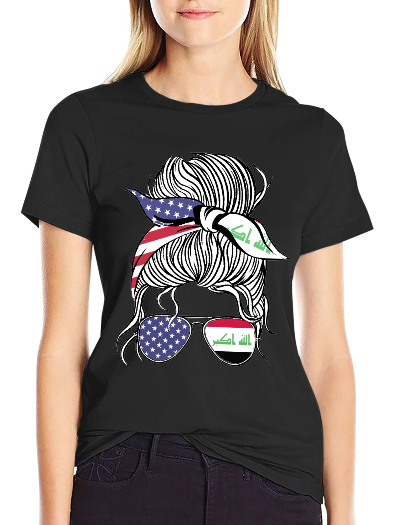 USA & Iraq Messy Bun T-Shirt