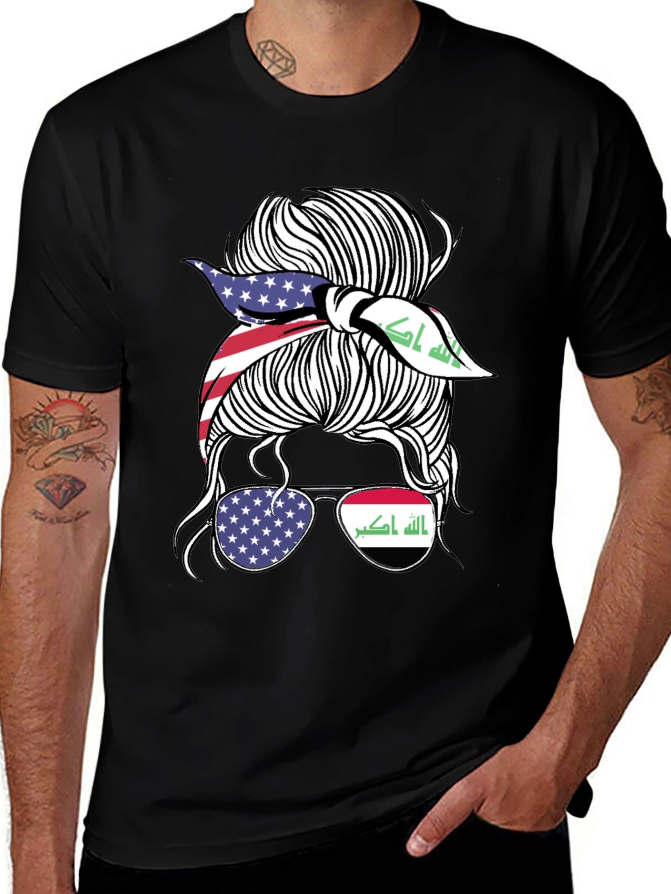USA & Iraq Messy Bun T-Shirt