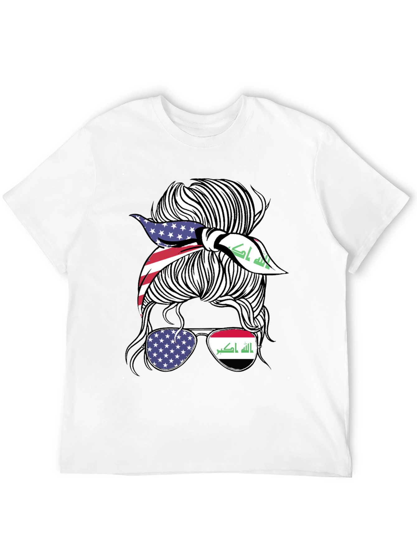 USA & Iraq Messy Bun T-Shirt