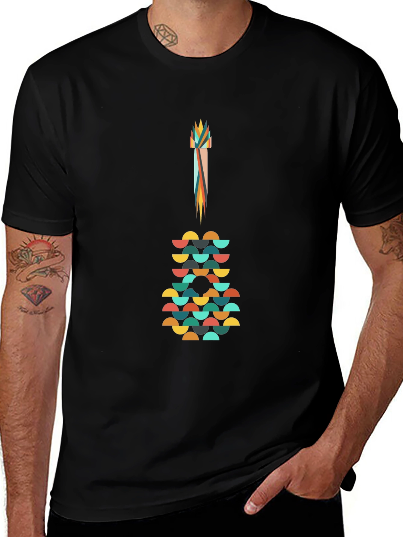 Abstract Guitar Graphic Tee - Modern Art Shirt