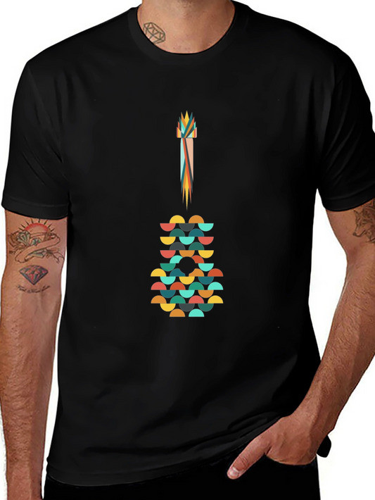 Abstract Guitar Graphic Tee - Modern Art Shirt