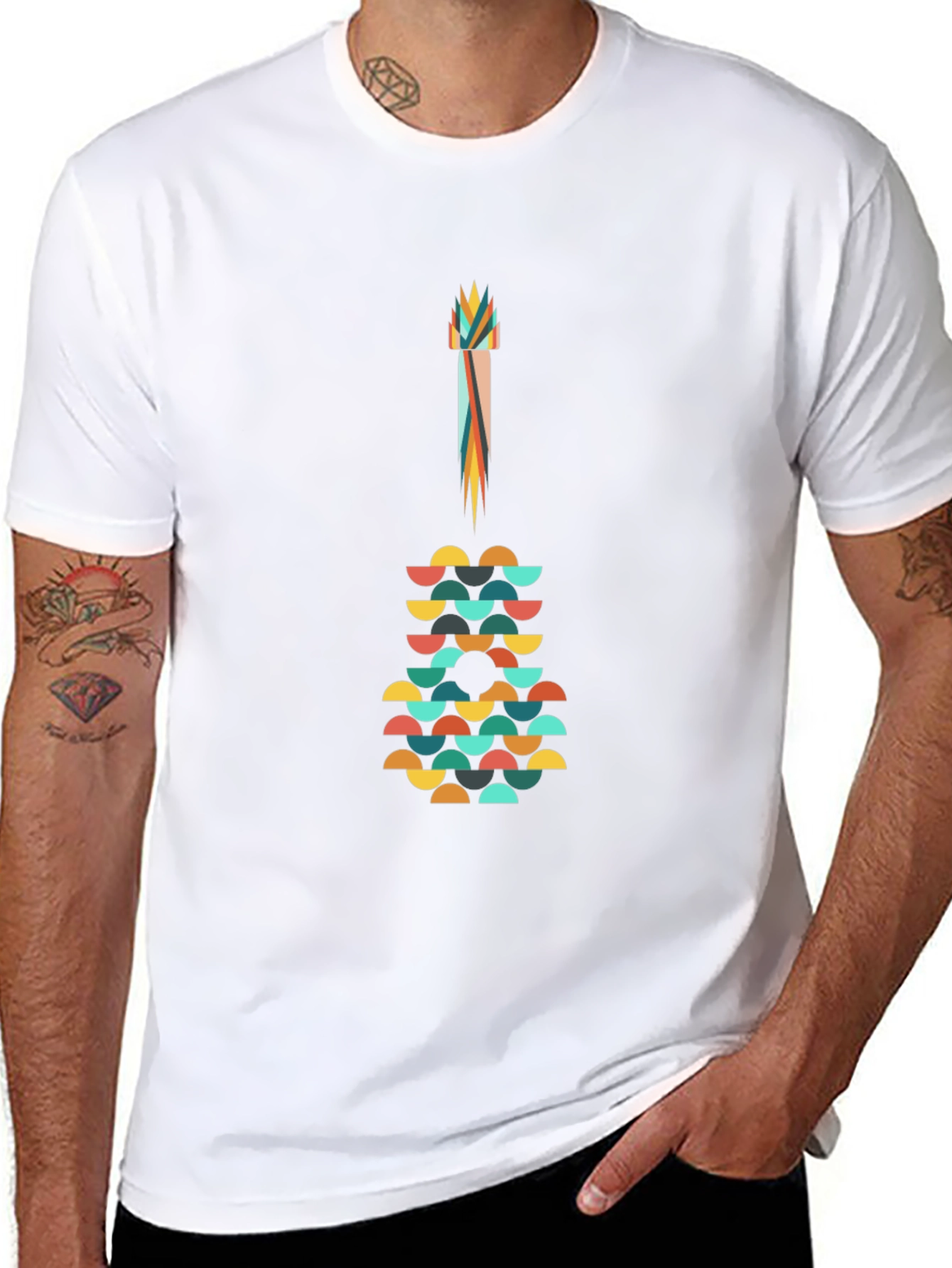 Abstract Guitar Graphic Tee - Modern Art Shirt
