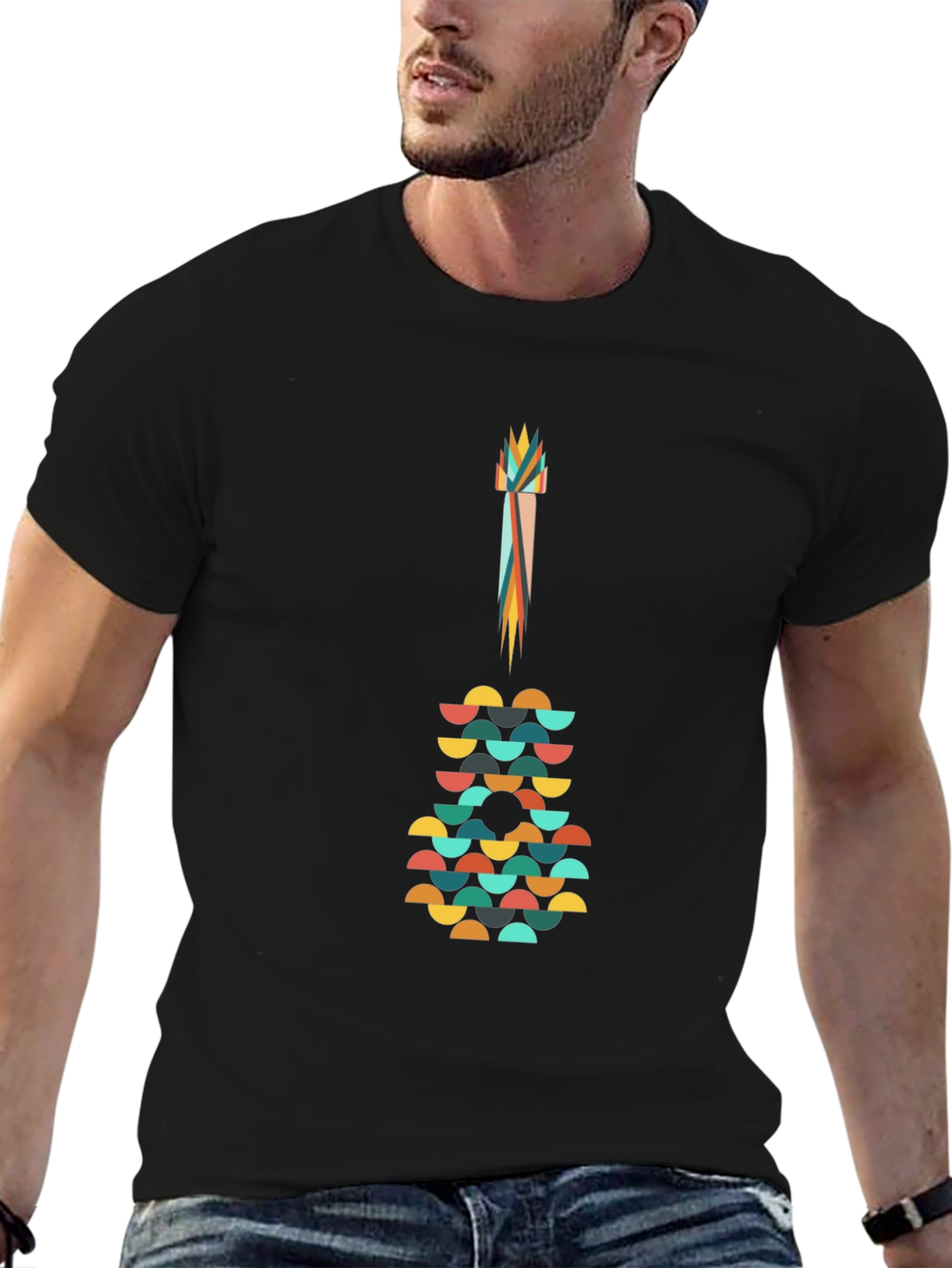 Abstract Guitar Graphic Tee - Modern Art Shirt
