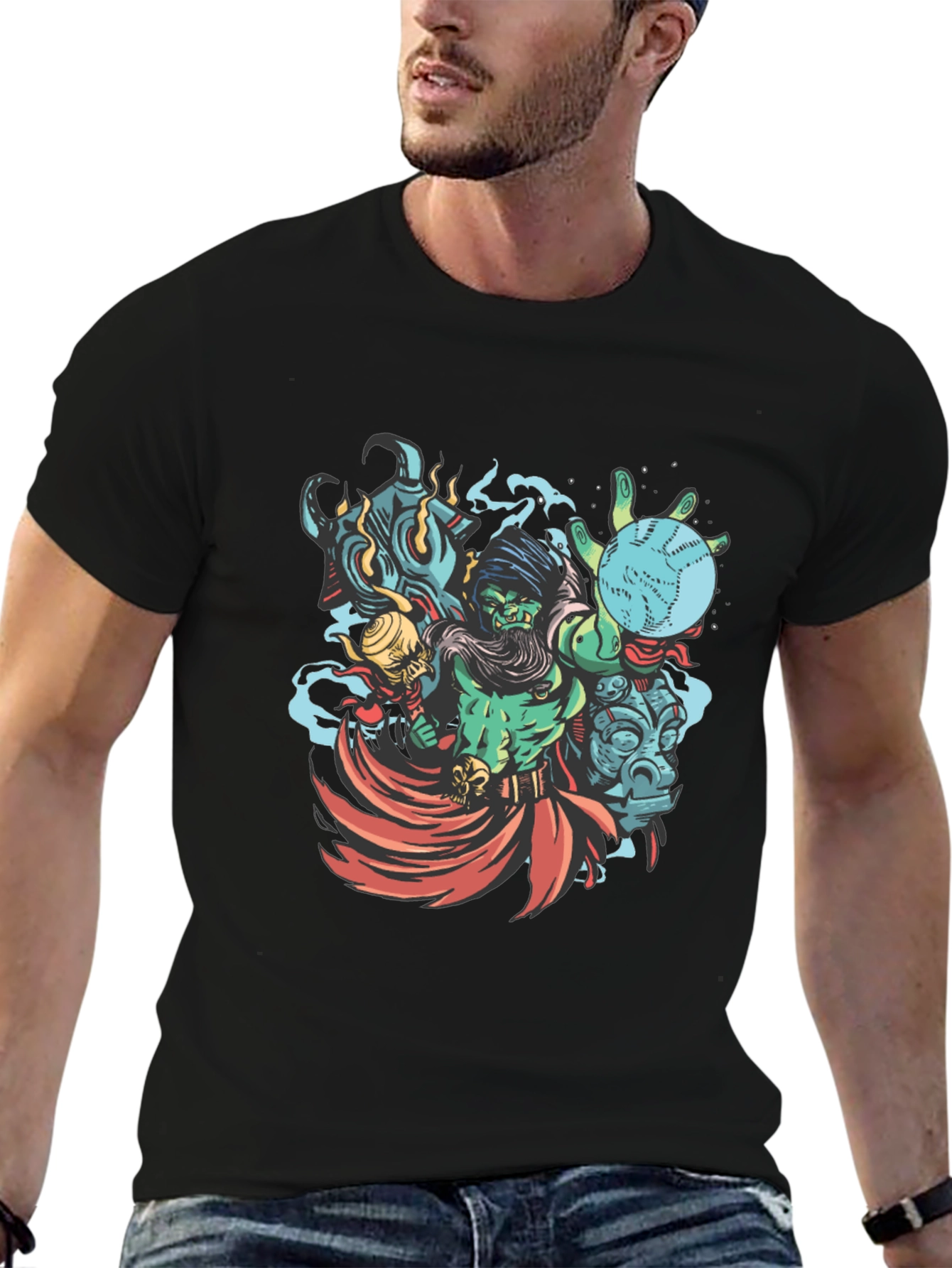 Wizard Graphic Print Black T-Shirt