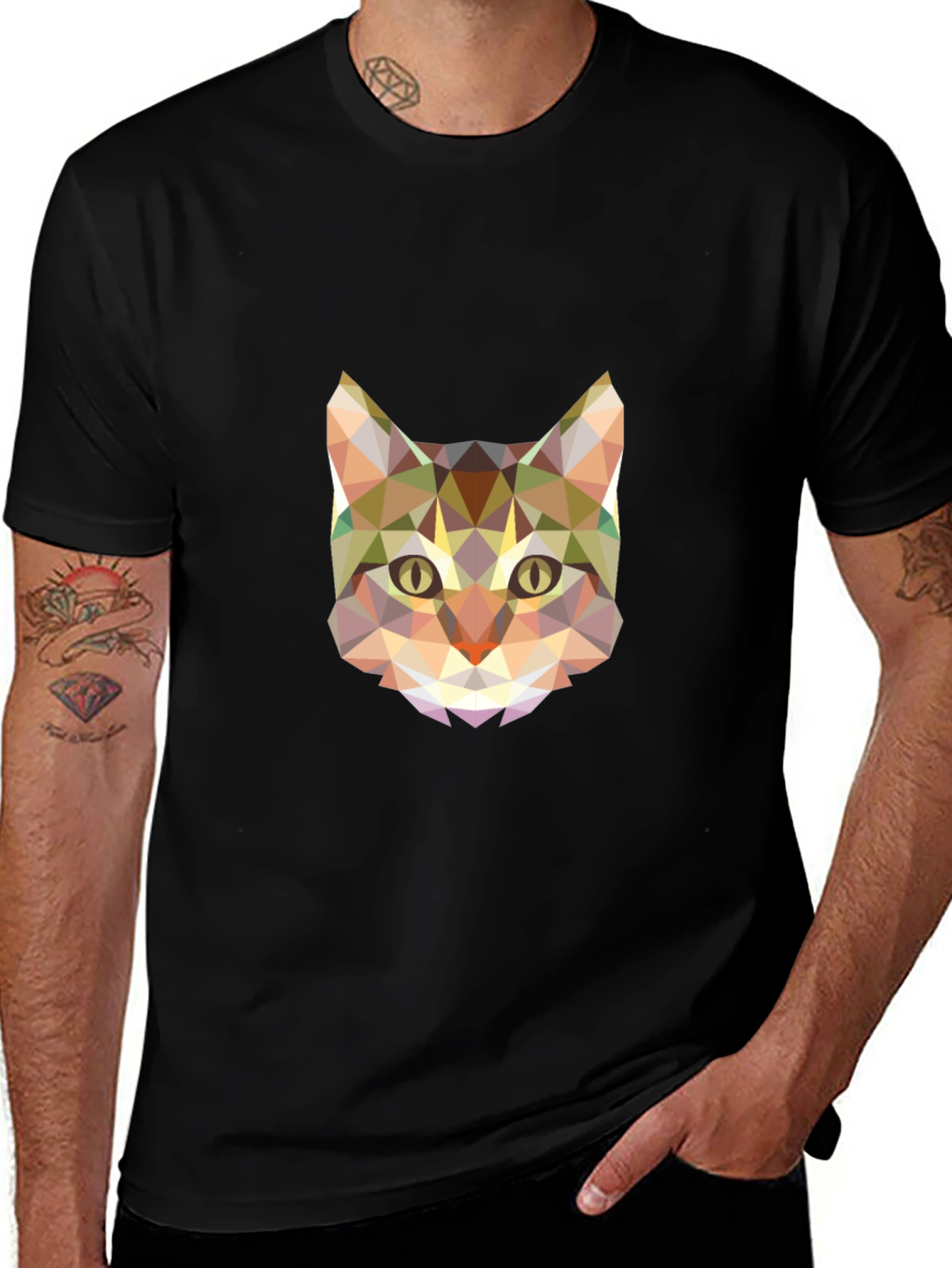 Geometric Cat T-Shirt - Abstract Animal Tee