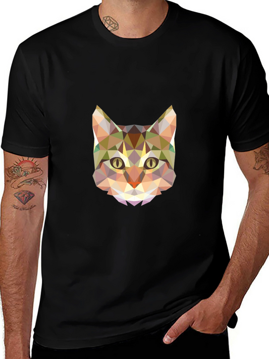 Geometric Cat T-Shirt - Abstract Animal Tee