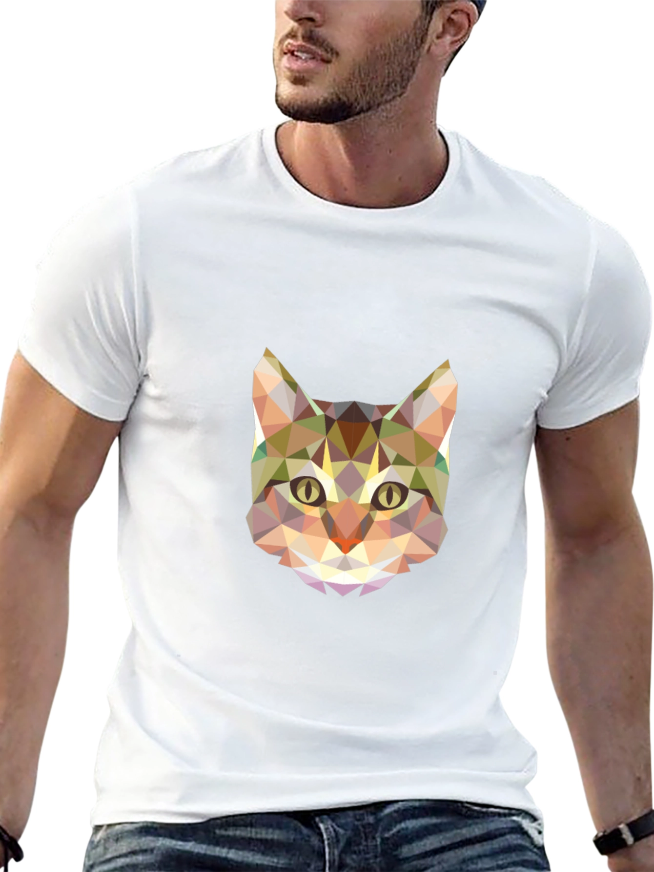 Geometric Cat T-Shirt - Abstract Animal Tee