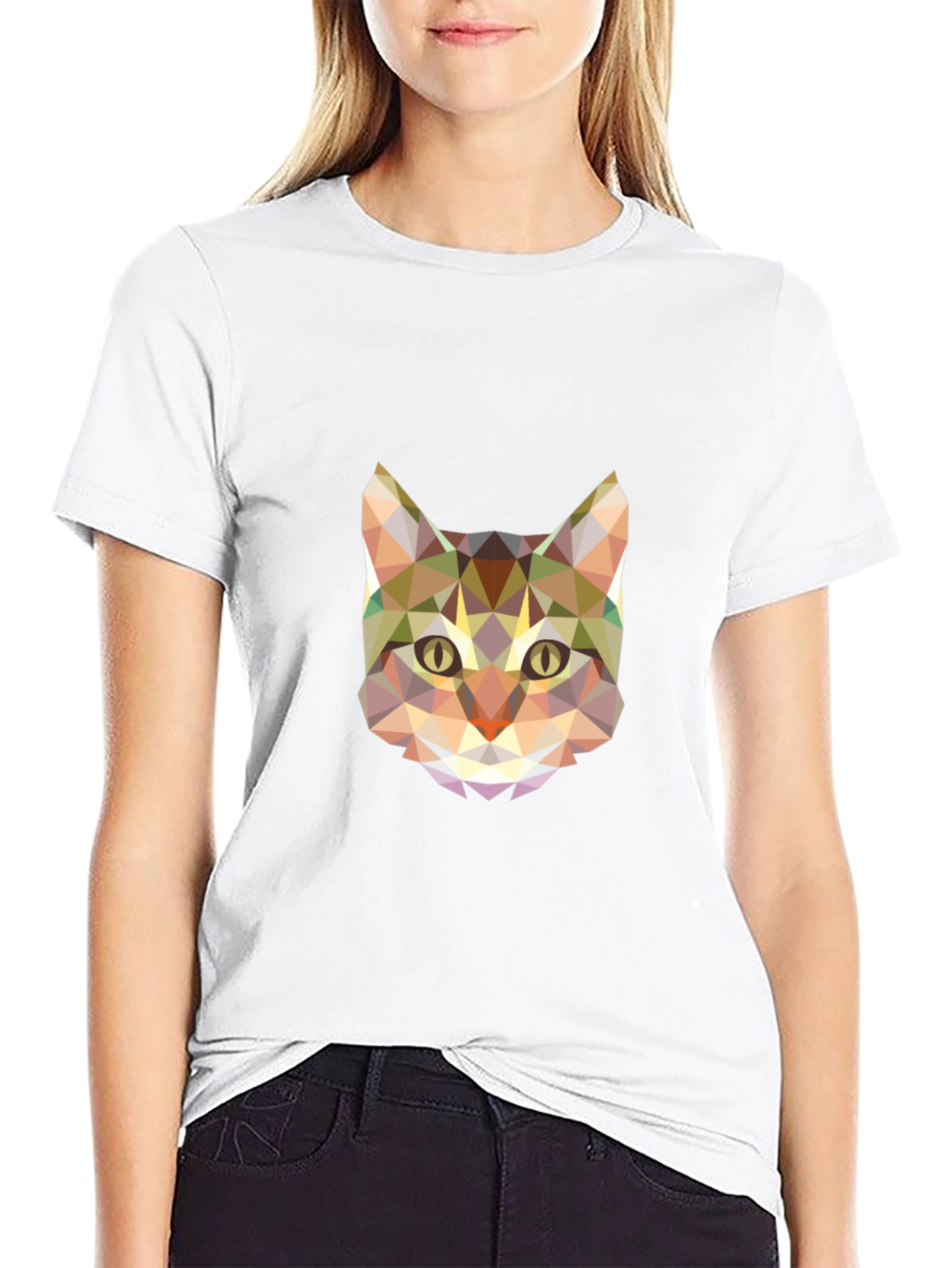 Geometric Cat T-Shirt - Abstract Animal Tee