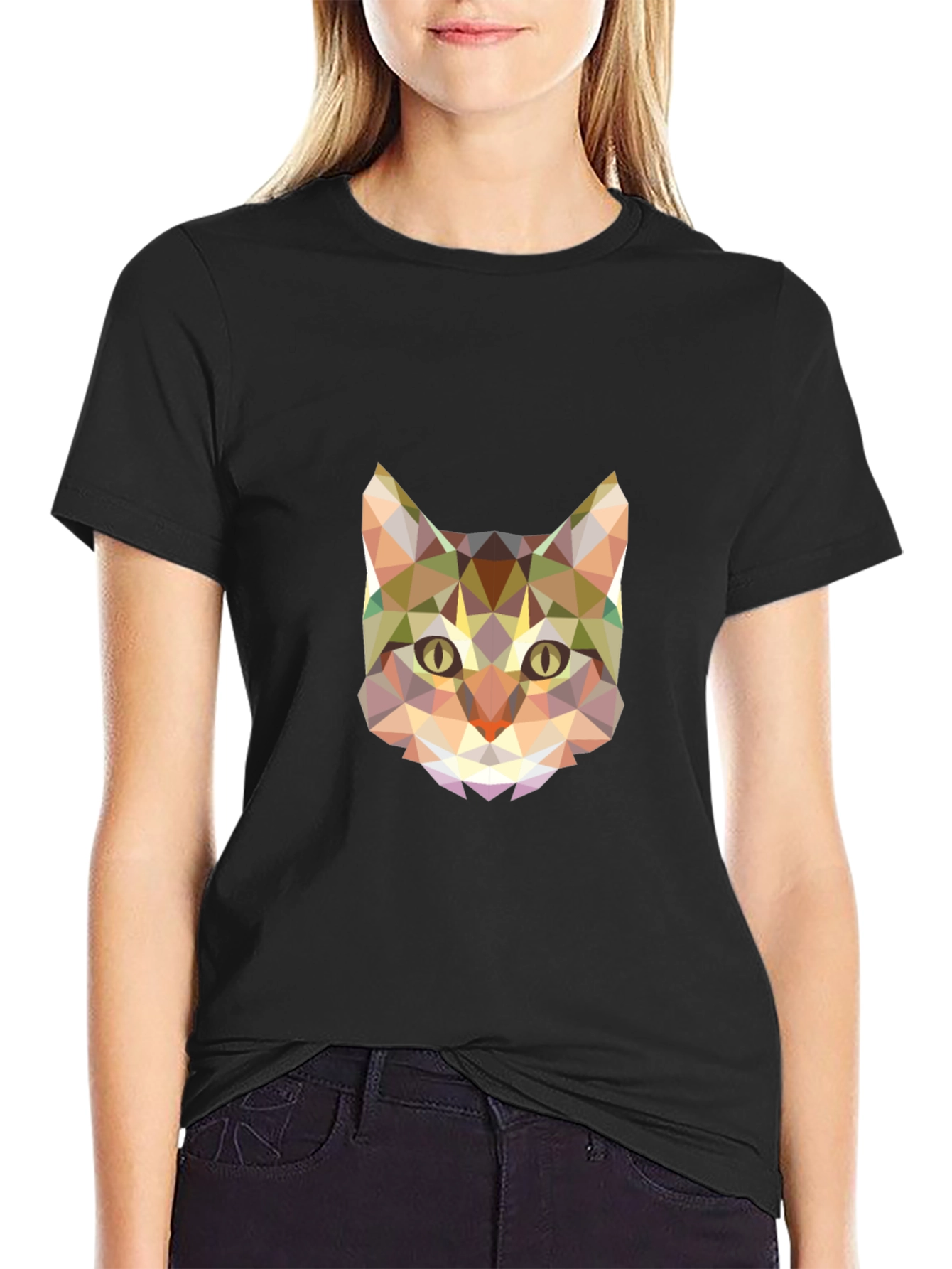 Geometric Cat T-Shirt - Abstract Animal Tee