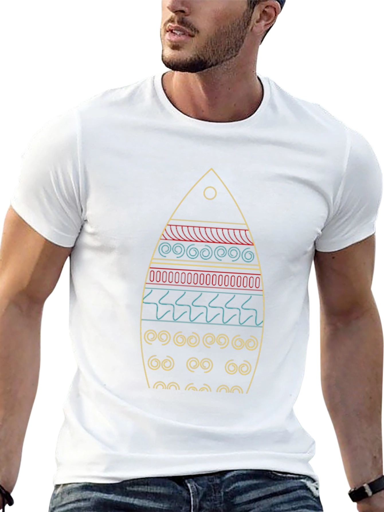 Surfboard Graphic Tee - Black Cotton Casual Shirt