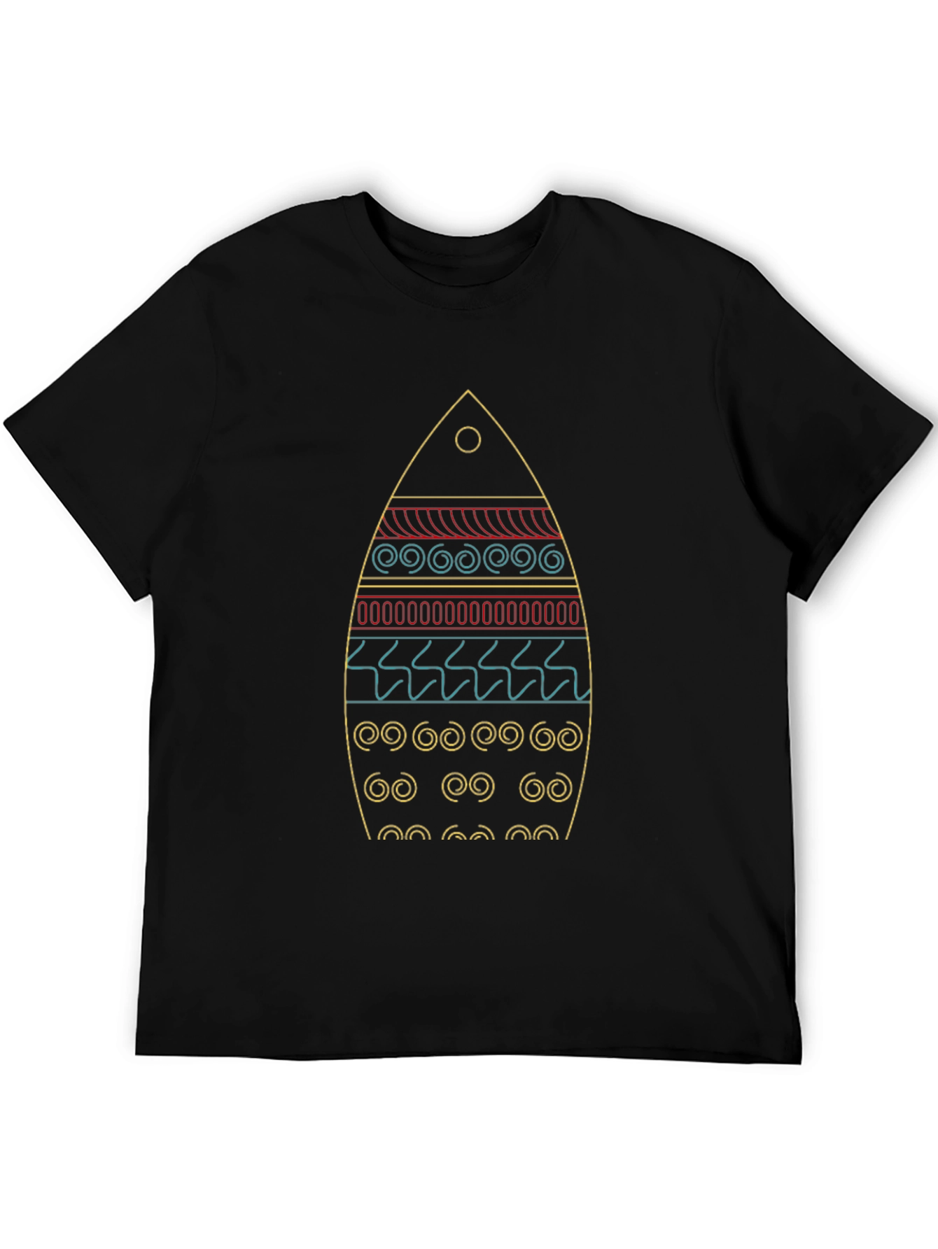 Surfboard Graphic Tee - Black Cotton Casual Shirt