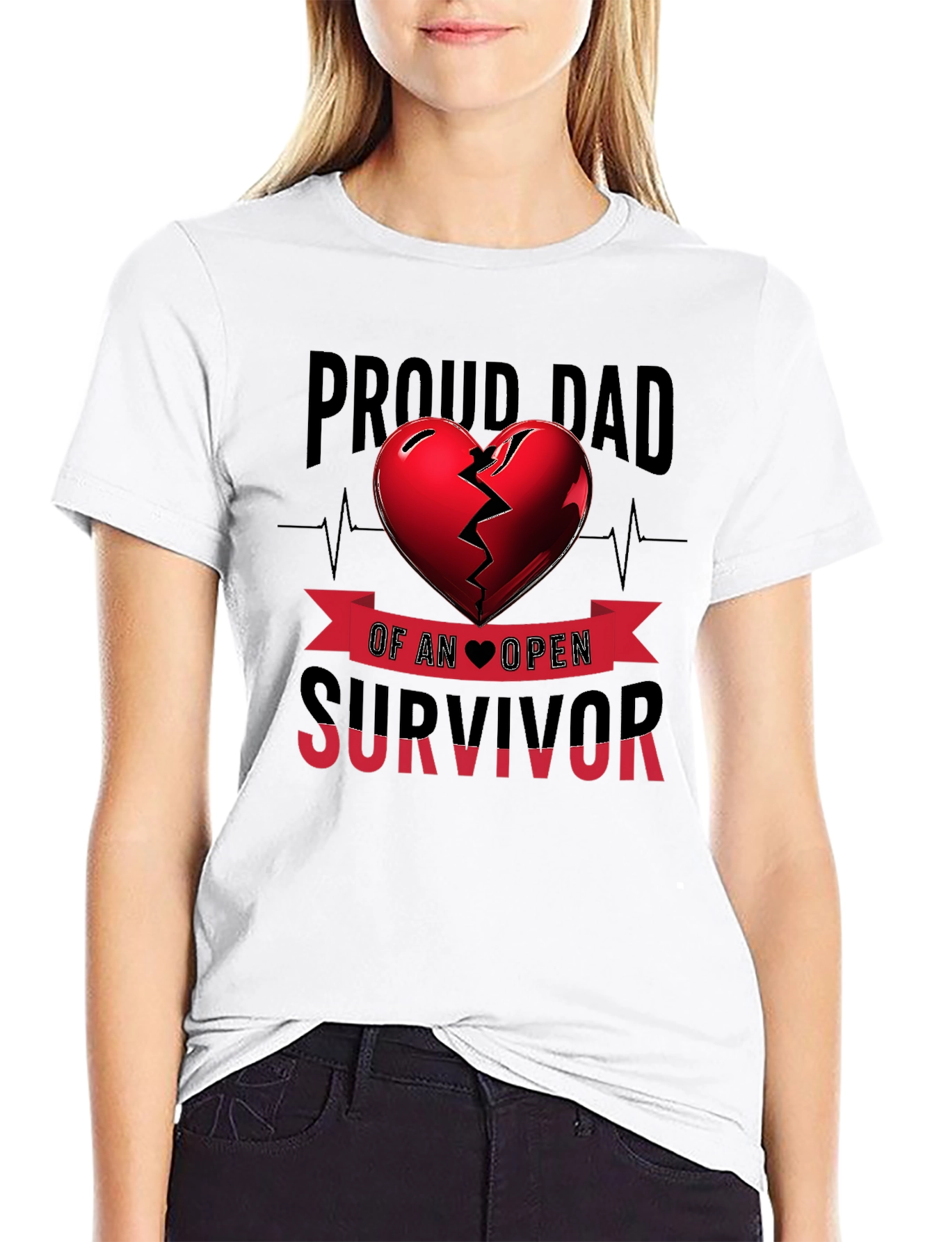 Proud Dad Open Heart Survivor Graphic Tee