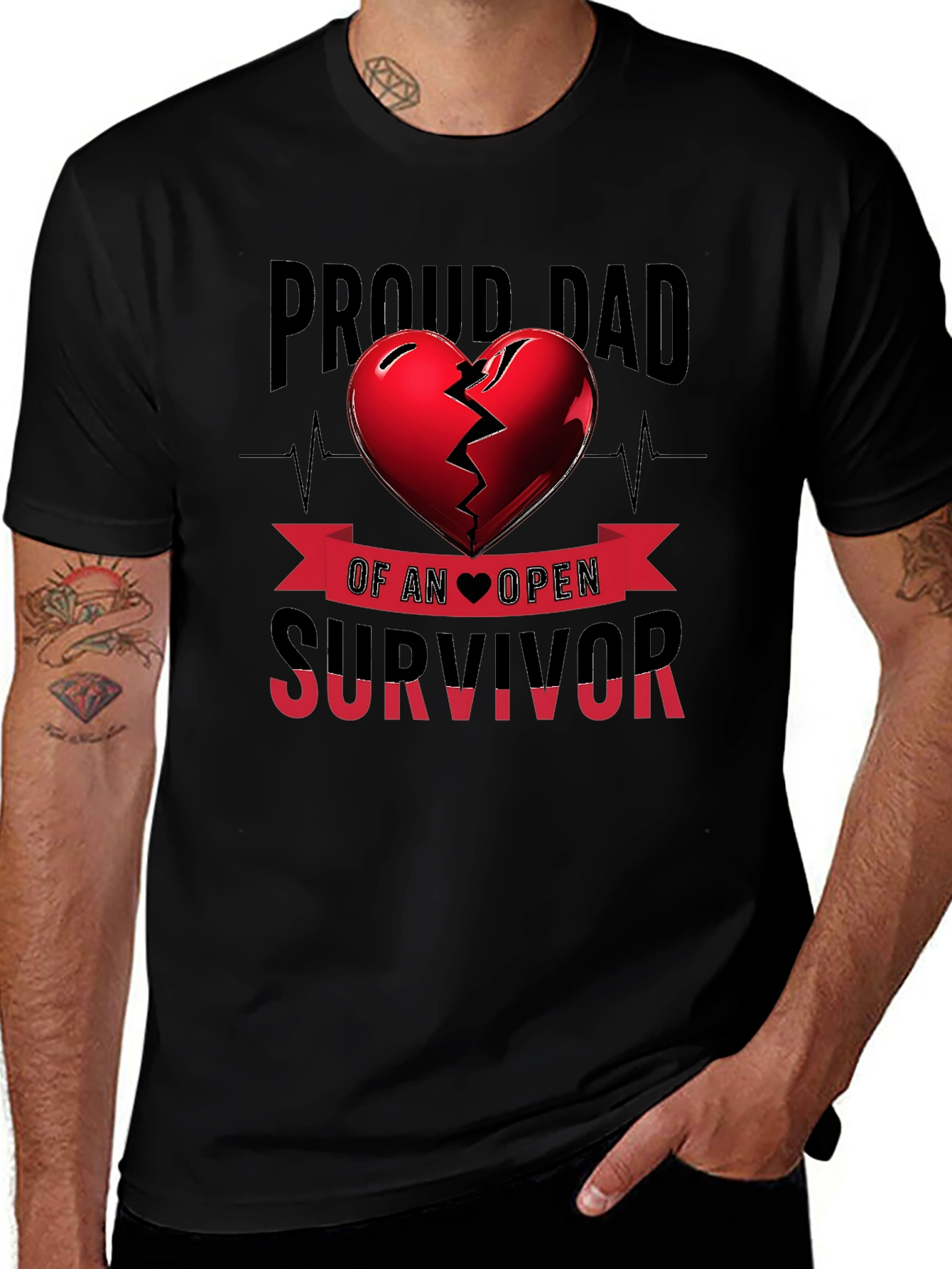 Proud Dad Open Heart Survivor Graphic Tee