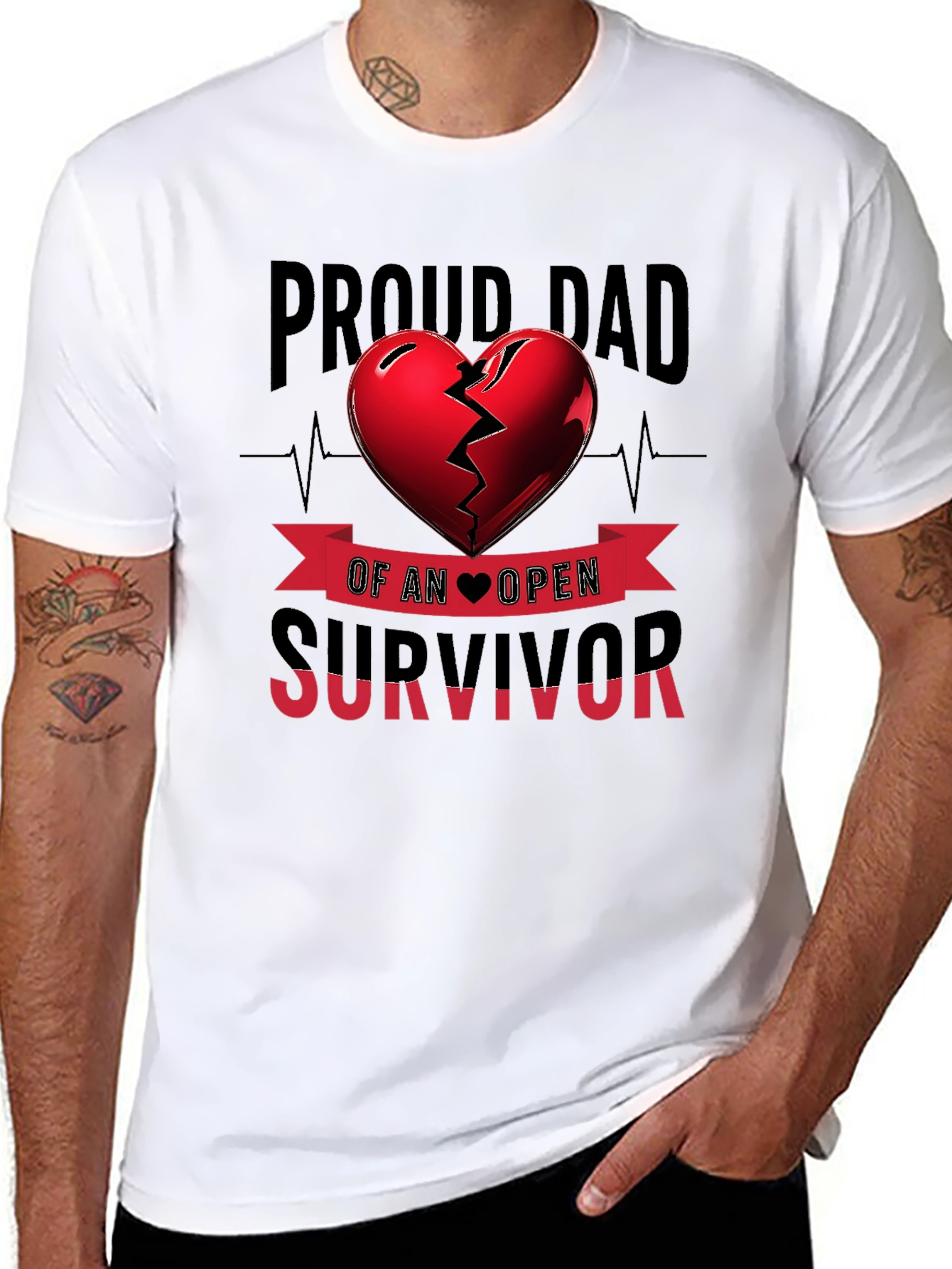 Proud Dad Open Heart Survivor Graphic Tee