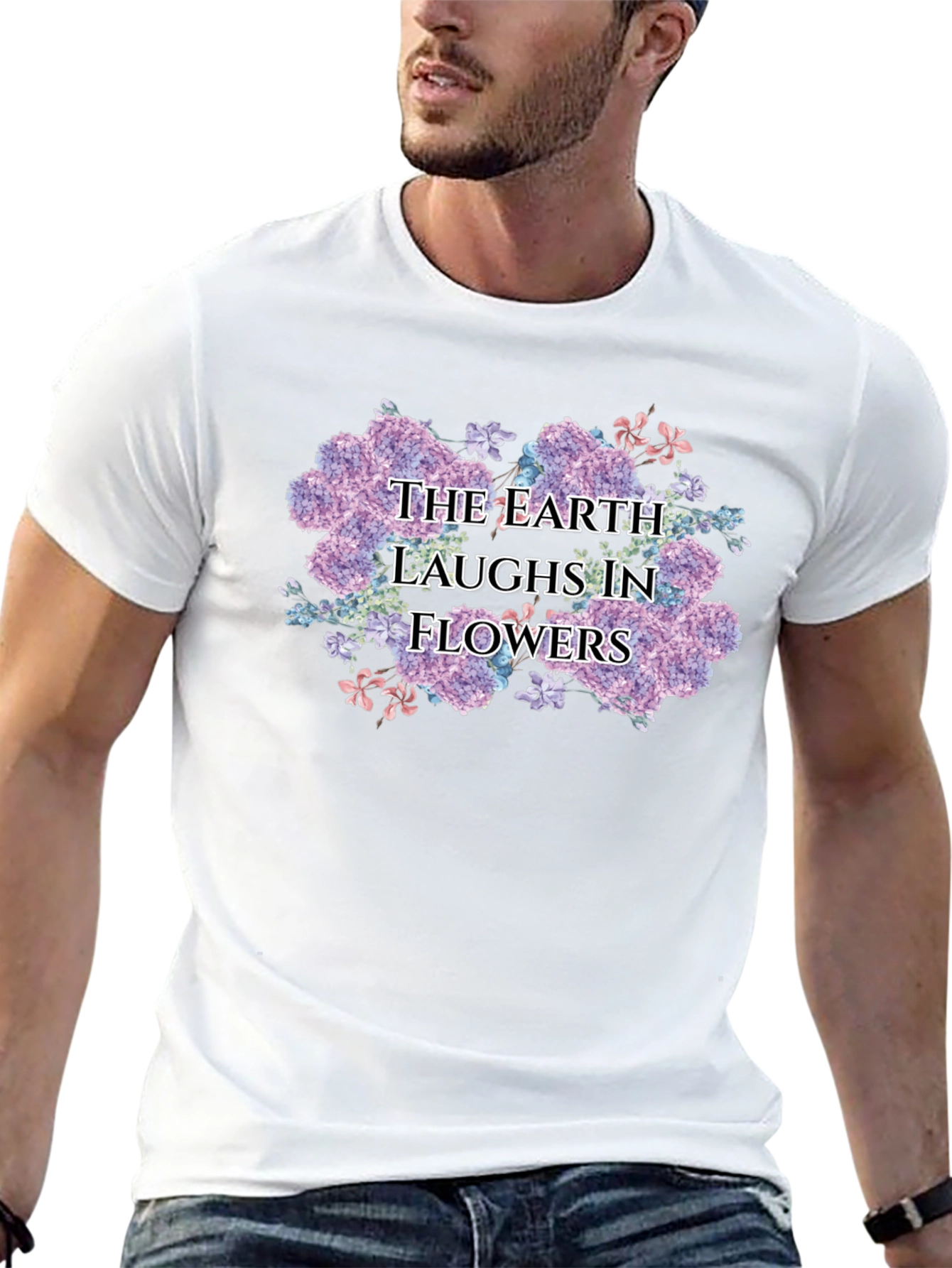 The Earth Laughs in Flowers Black T-Shirt