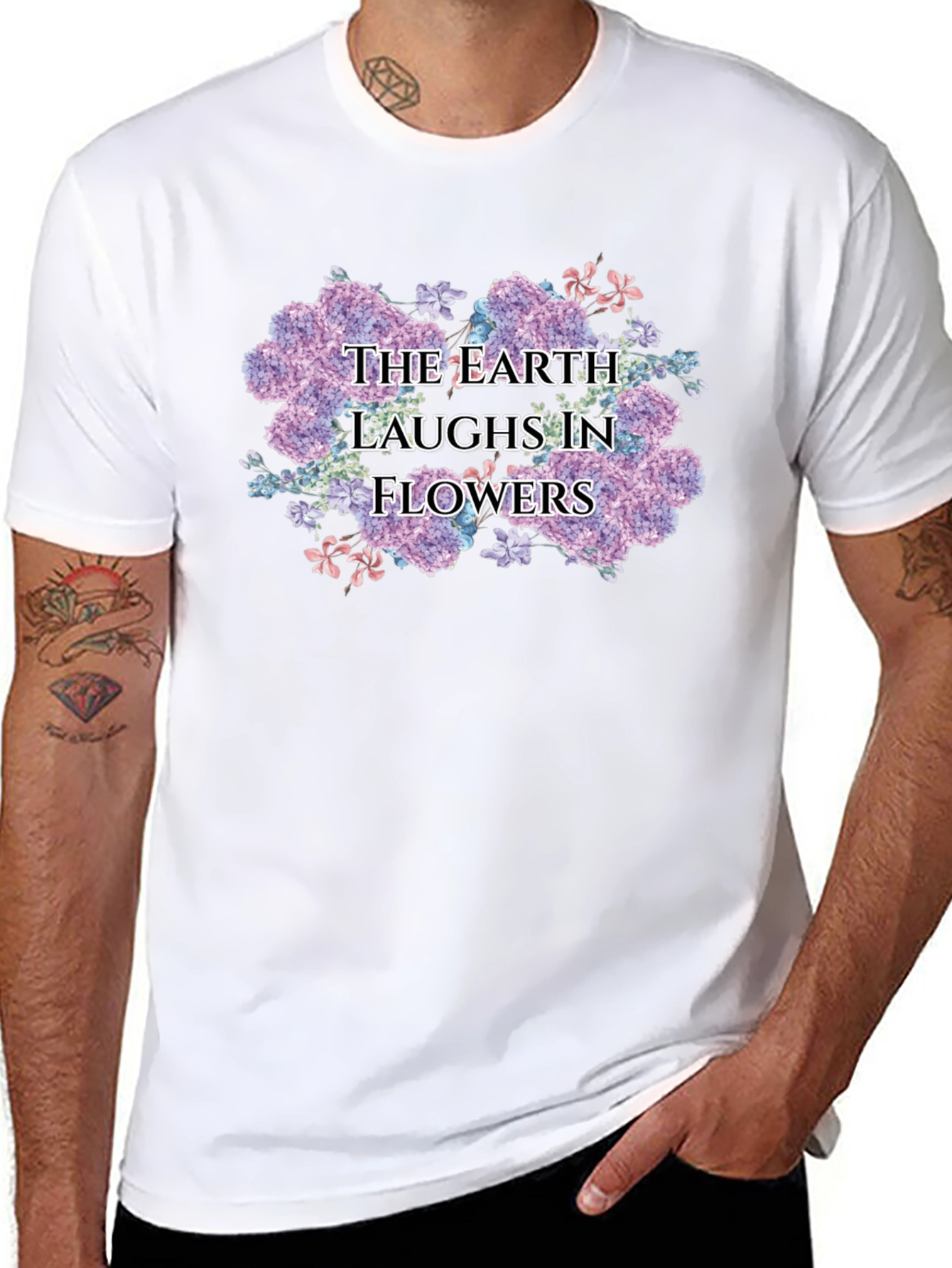 The Earth Laughs in Flowers Black T-Shirt