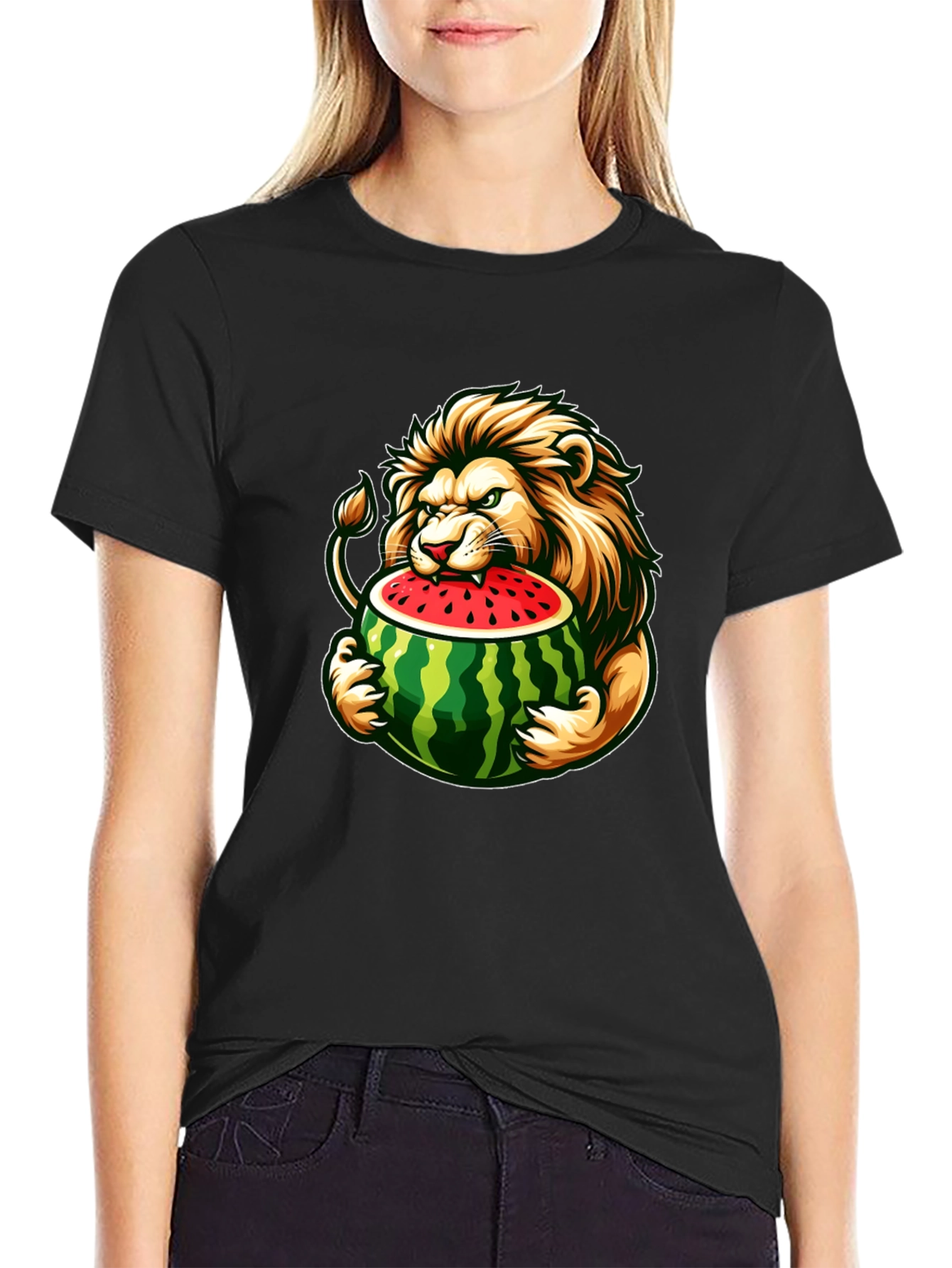 Lion Eating Watermelon Graphic Tee