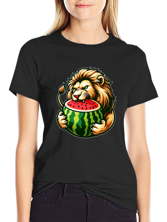 Lion Eating Watermelon Graphic Tee