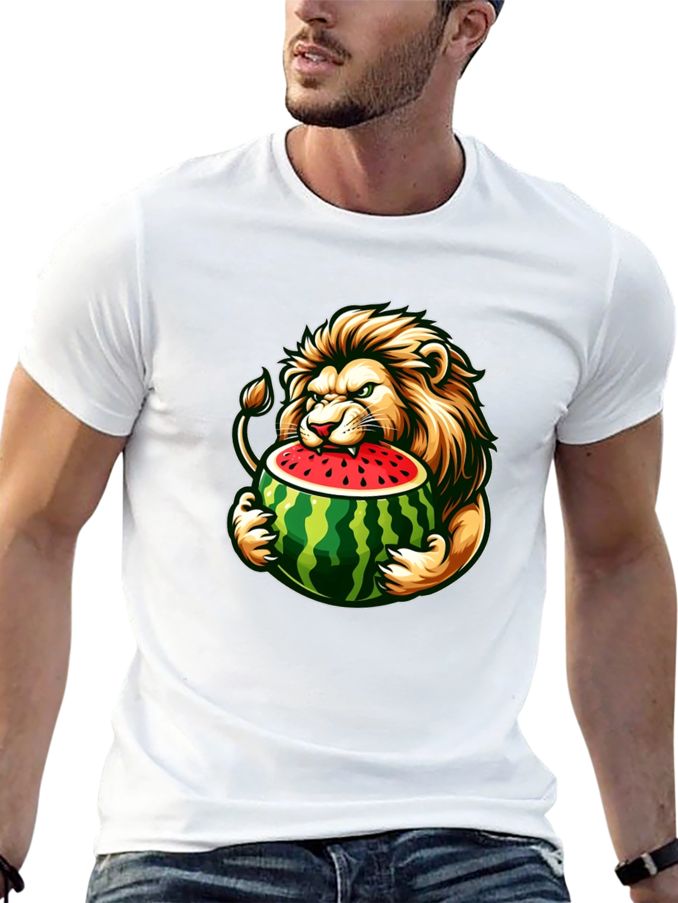 Lion Eating Watermelon Graphic Tee