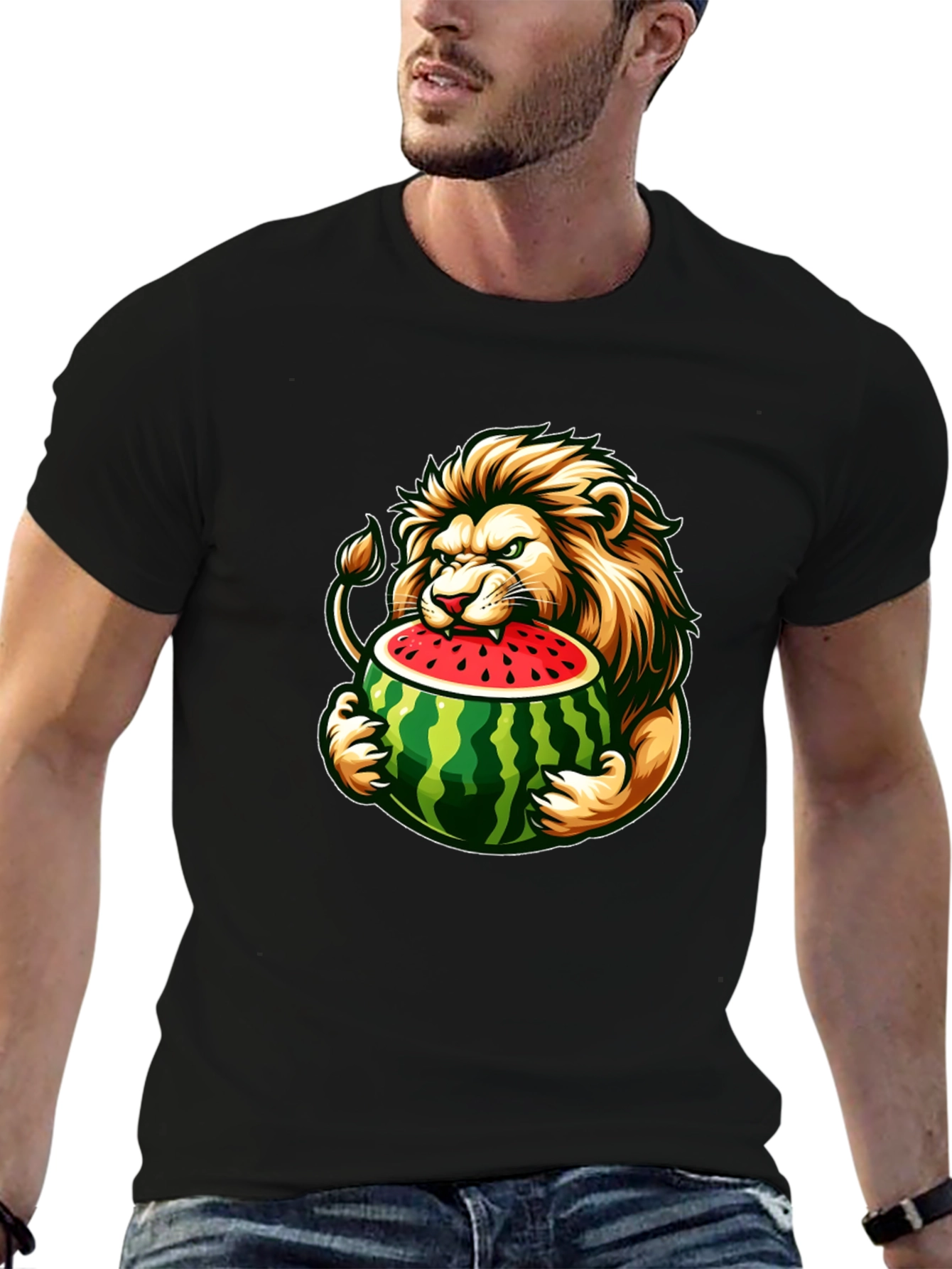 Lion Eating Watermelon Graphic Tee