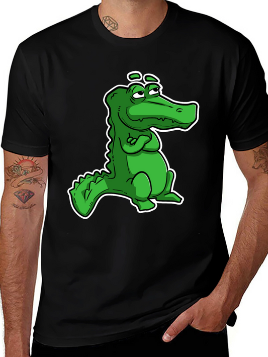 Cool Alligator Cartoon Black T-Shirt