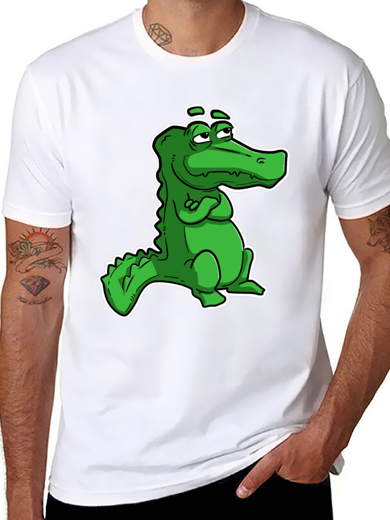 Cool Alligator Cartoon Black T-Shirt