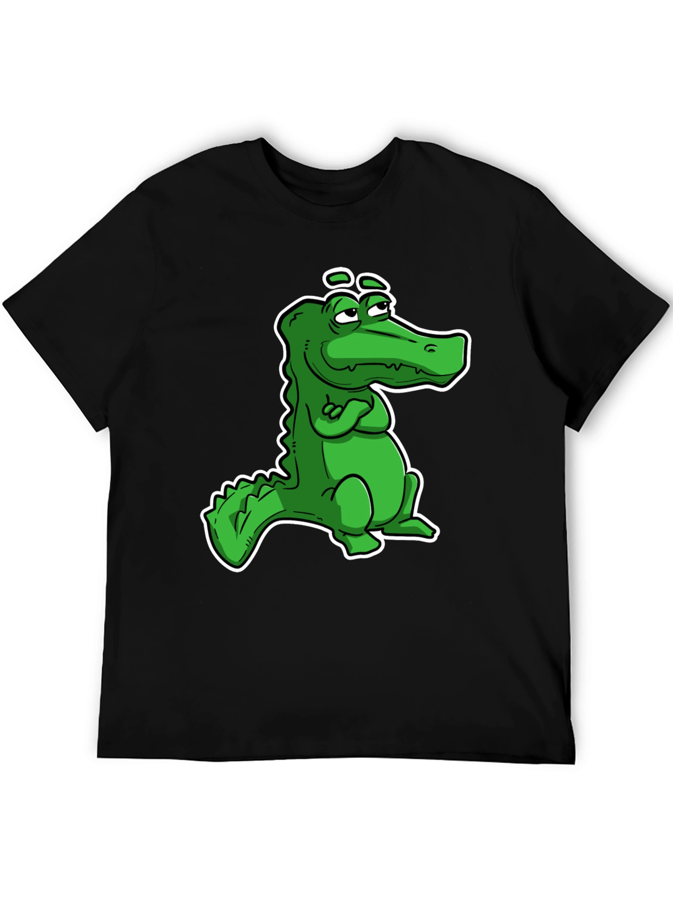 Cool Alligator Cartoon Black T-Shirt