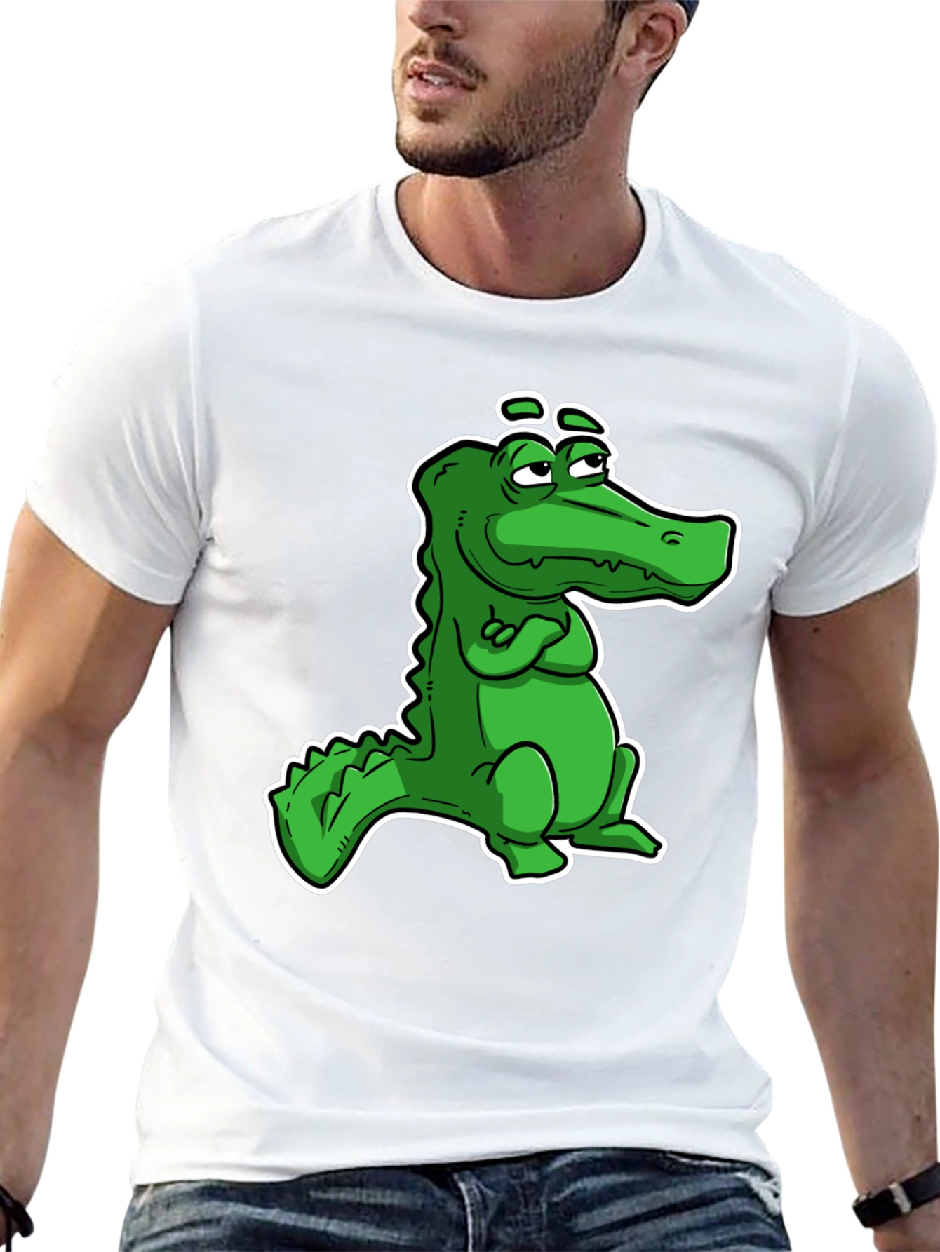 Cool Alligator Cartoon Black T-Shirt