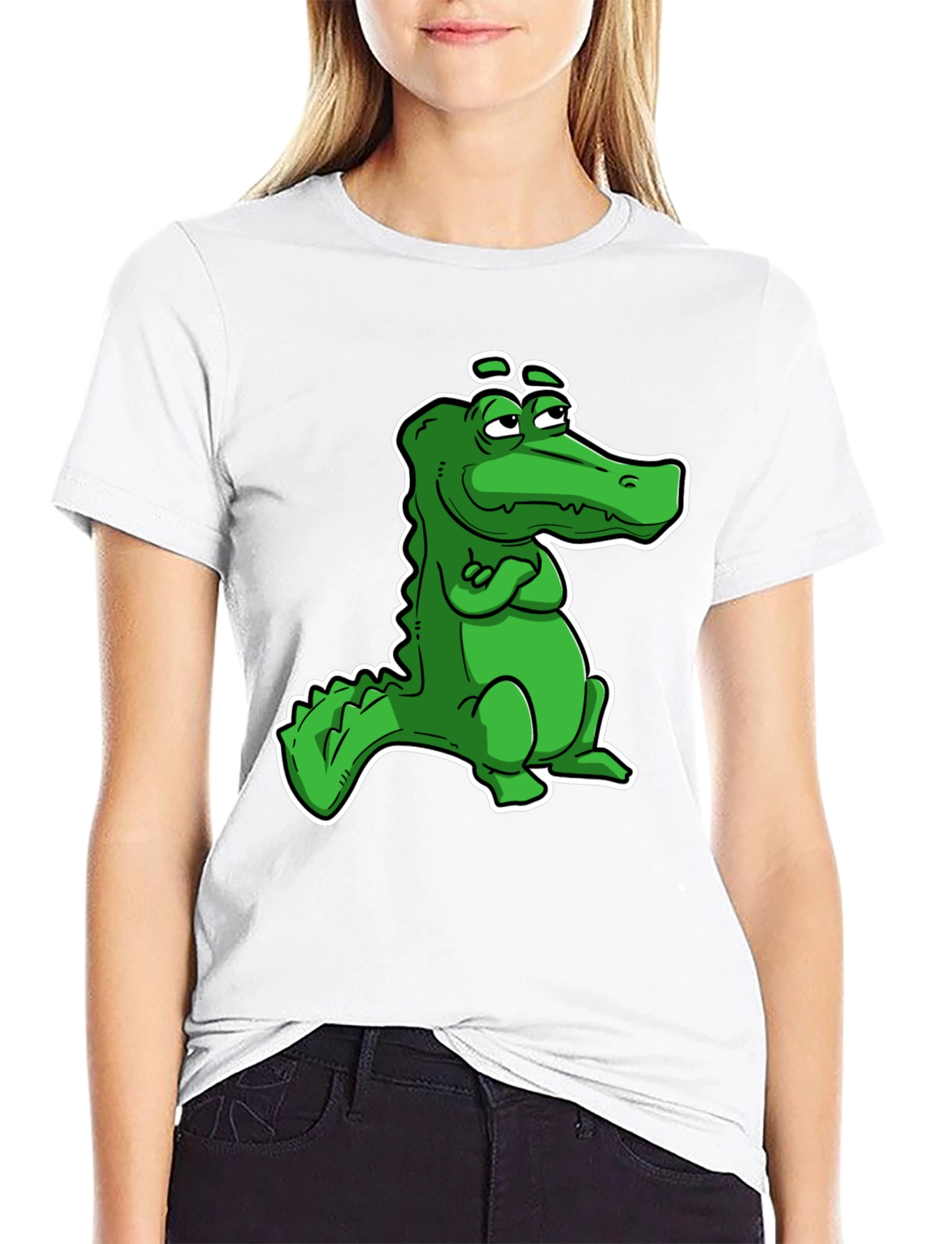 Cool Alligator Cartoon Black T-Shirt