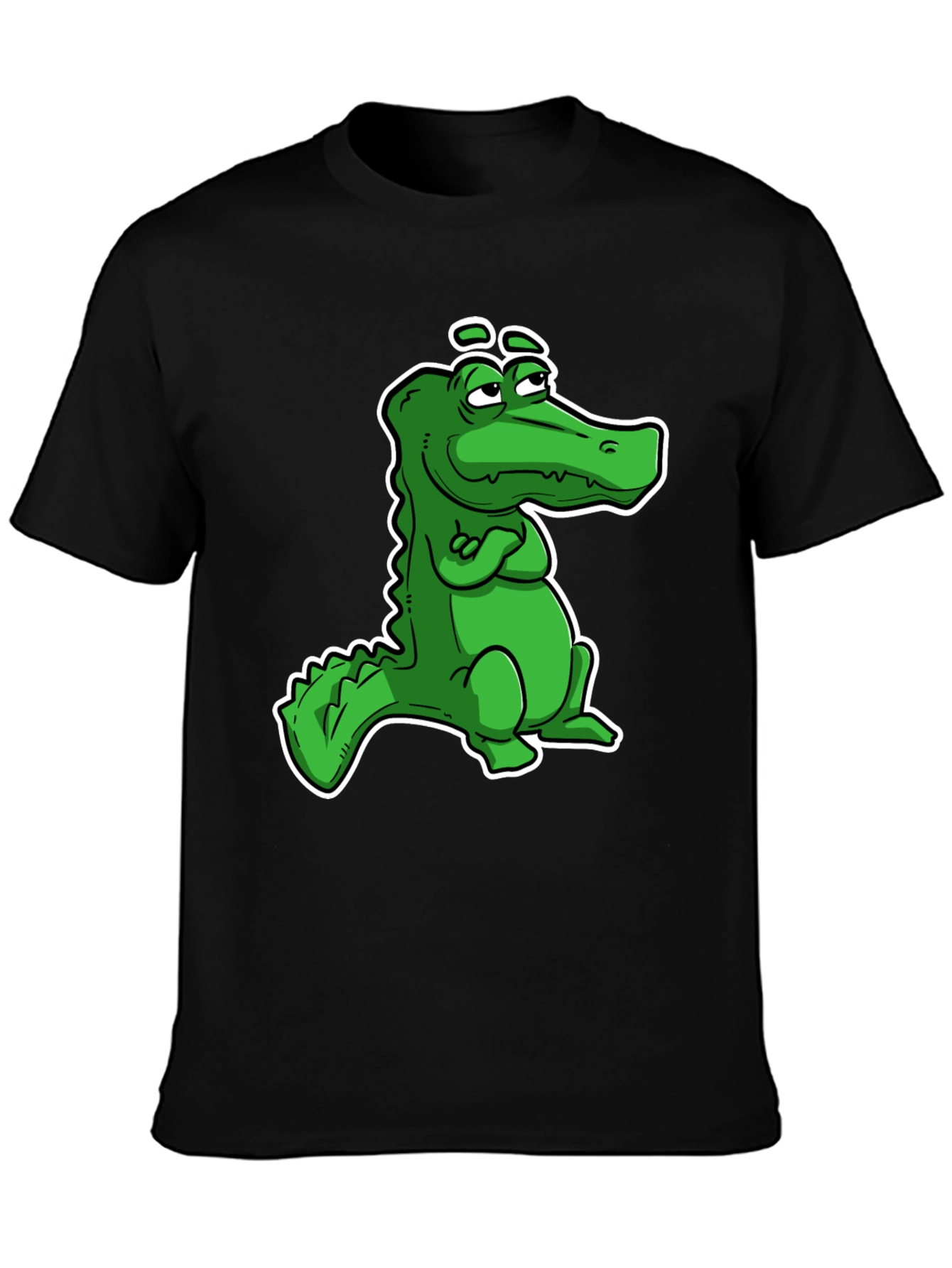 Cool Alligator Cartoon Black T-Shirt