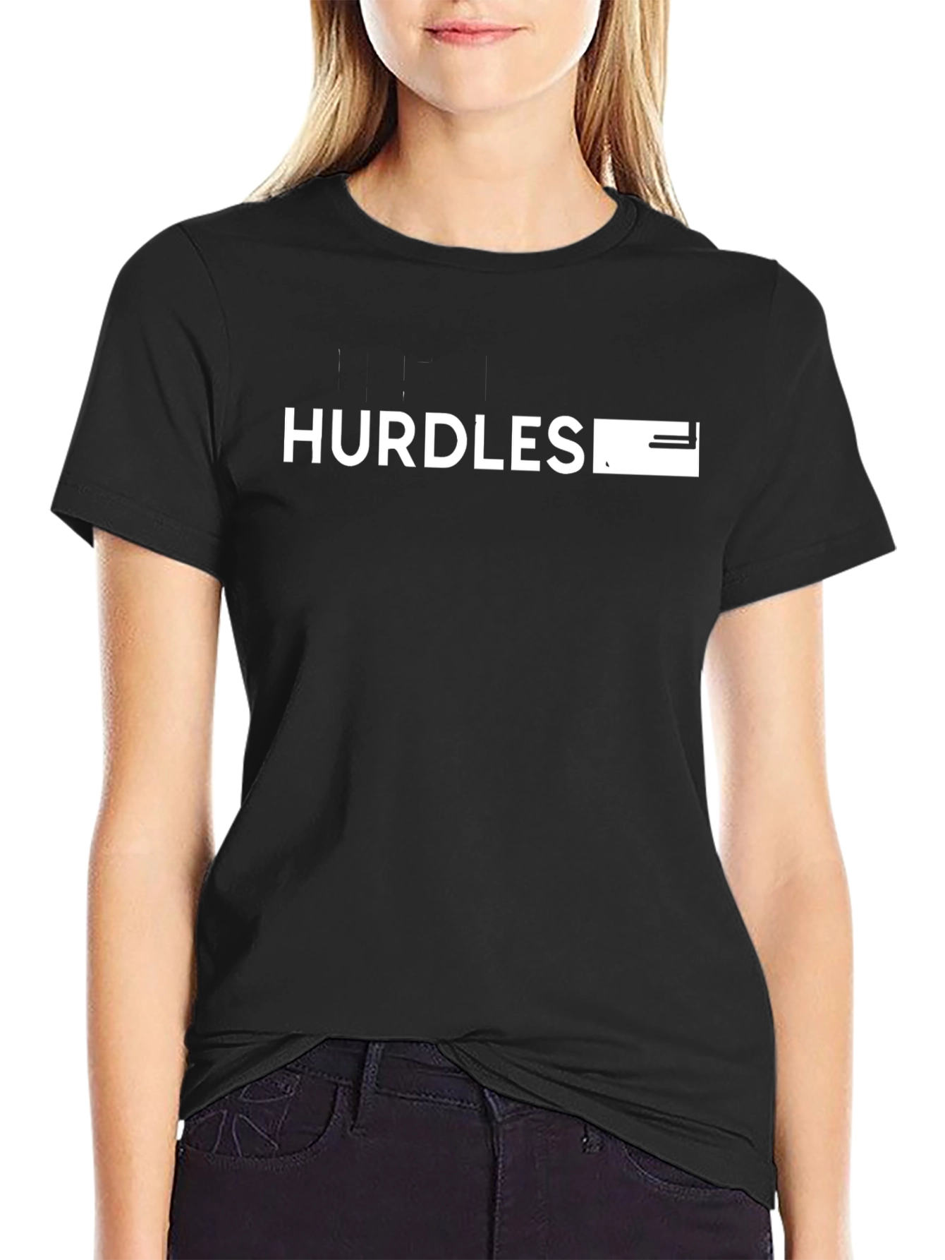 Hurdles Graphic Tee - Black Cotton T-Shirt