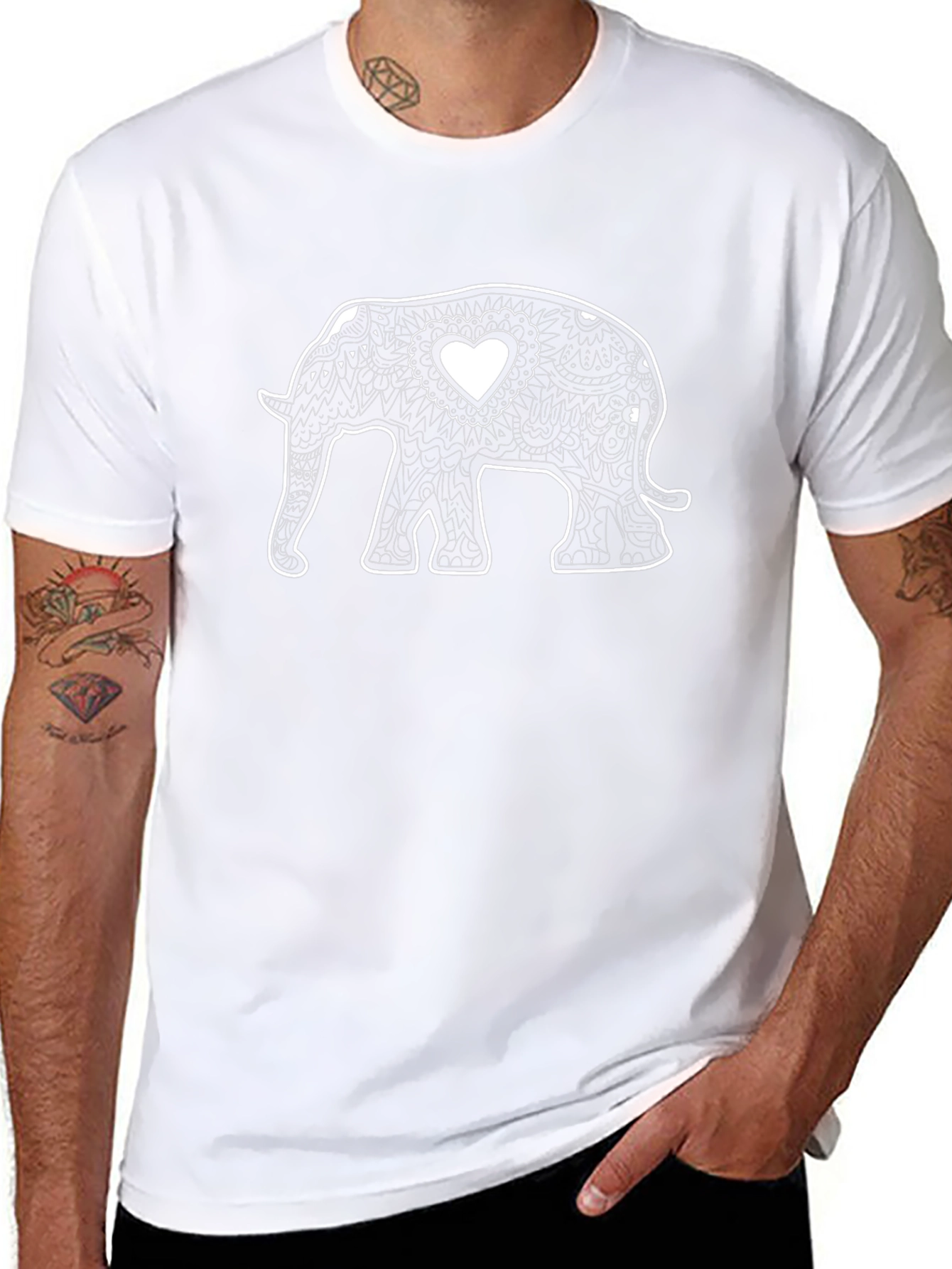 Elephant Heart Graphic Print Black T-Shirt