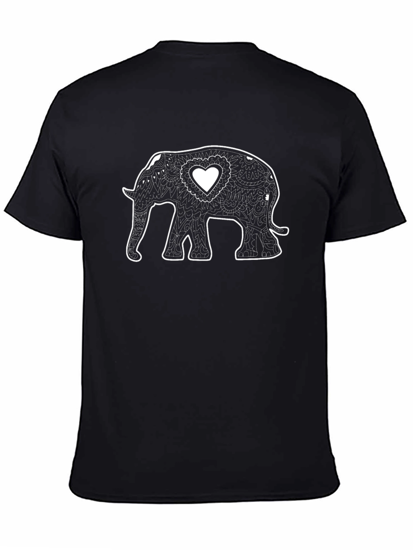Elephant Heart Graphic Print Black T-Shirt