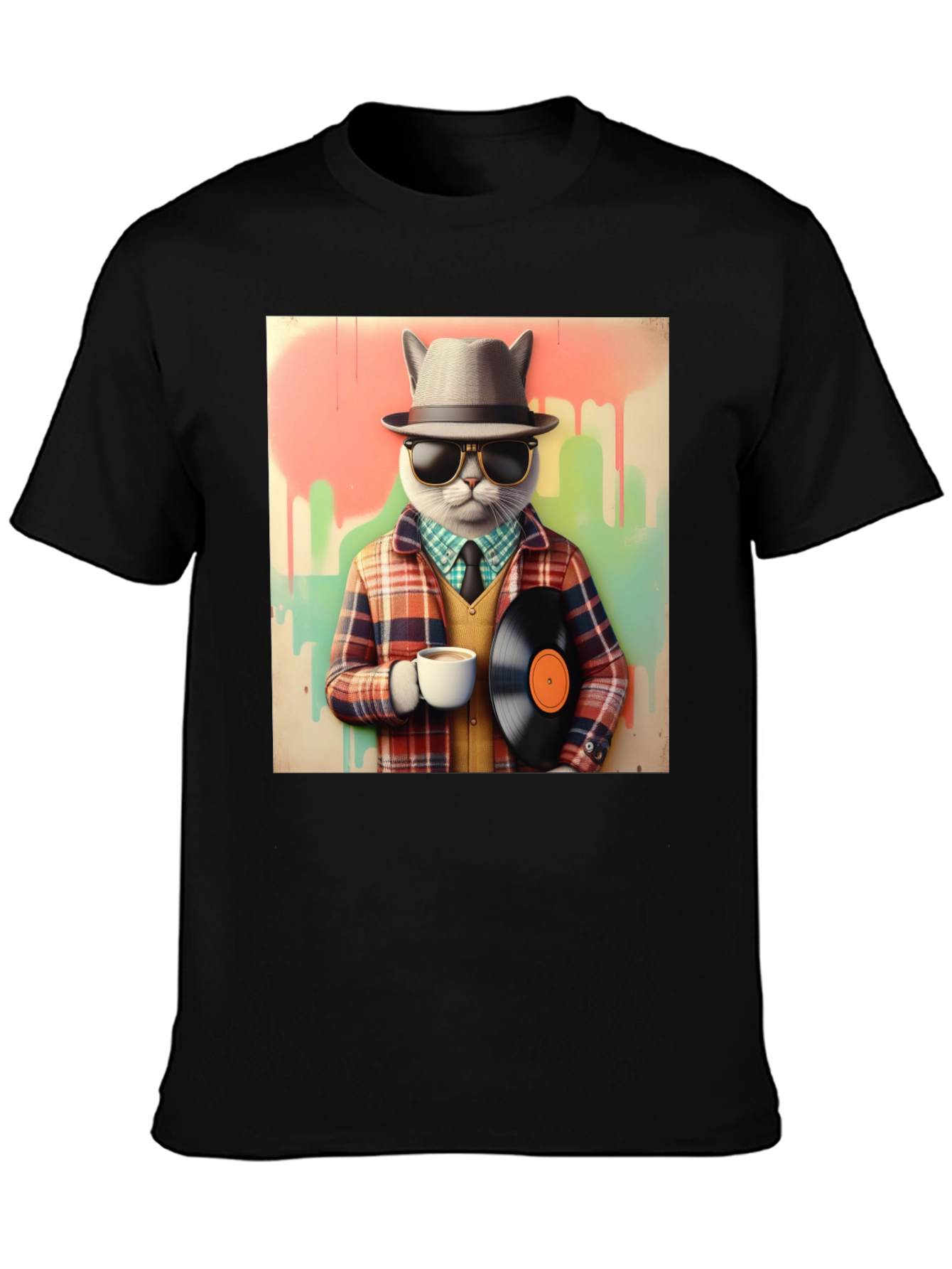 Hipster Cat T-Shirt - Cool Kitty in Fedora