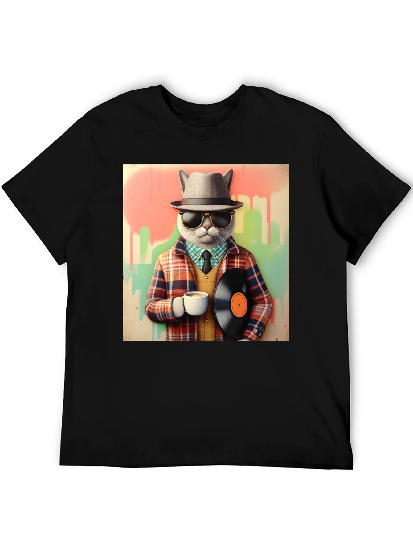 Hipster Cat T-Shirt - Cool Kitty in Fedora
