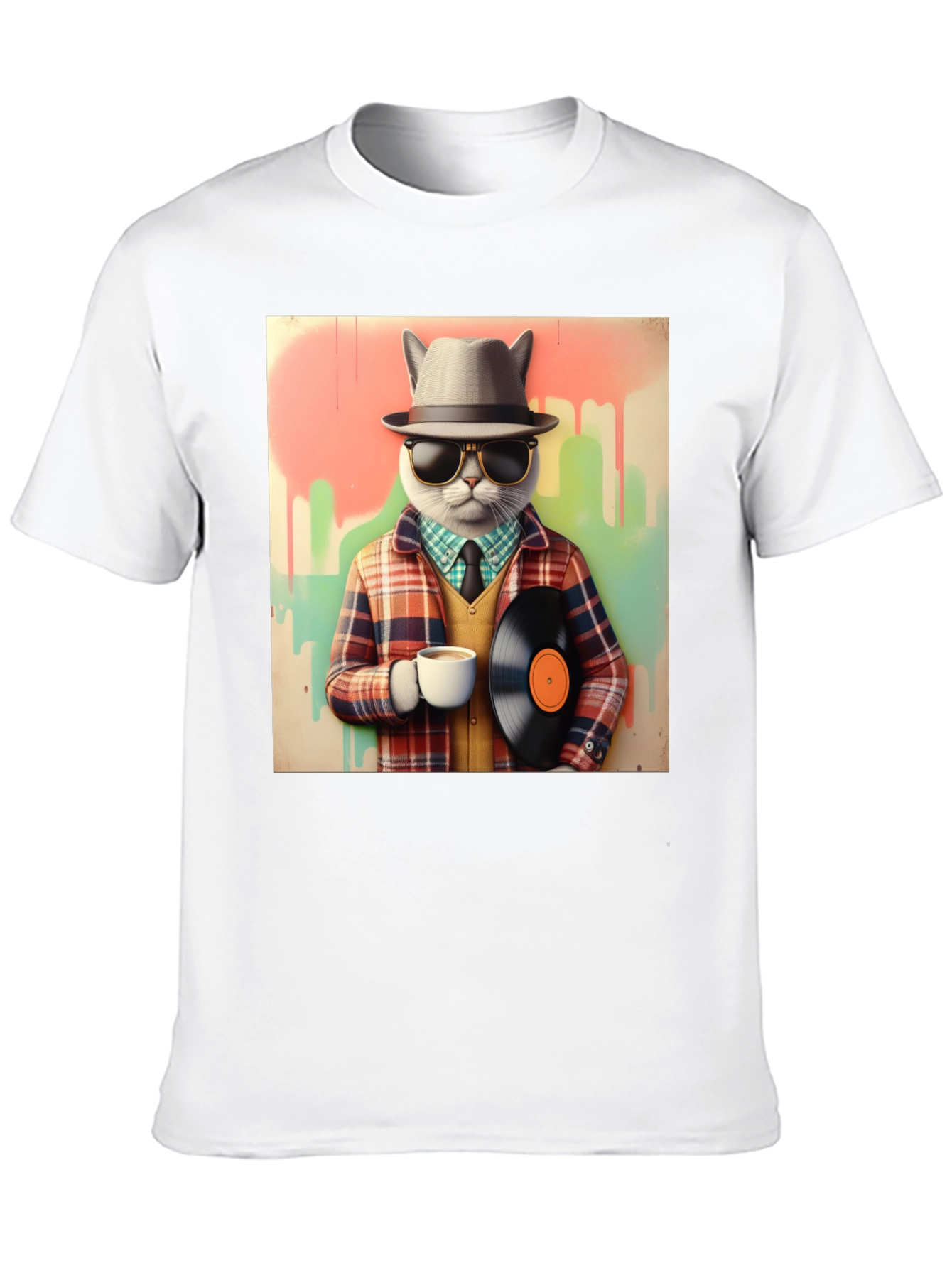 Hipster Cat T-Shirt - Cool Kitty in Fedora