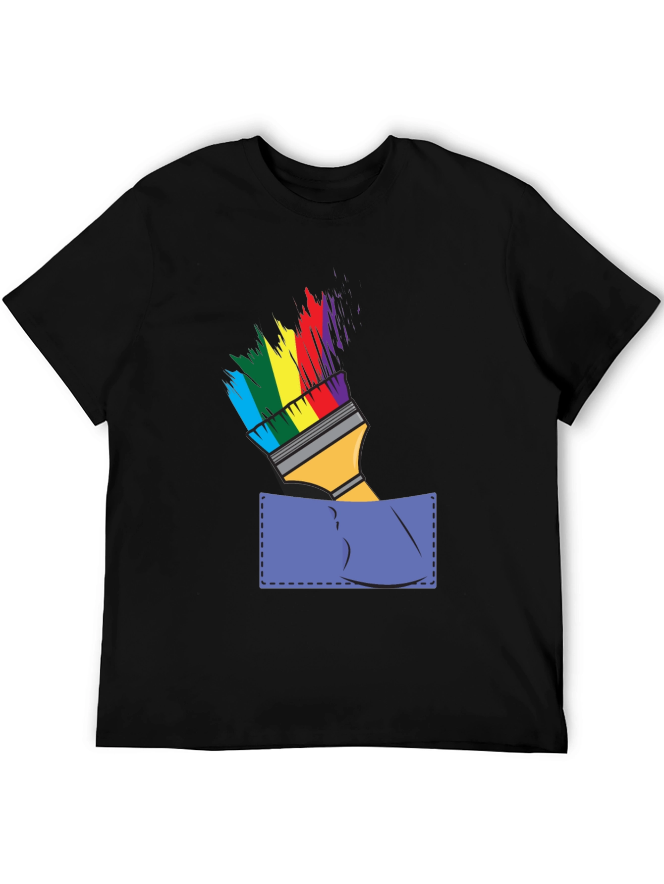 Rainbow Paintbrush Pocket Tee