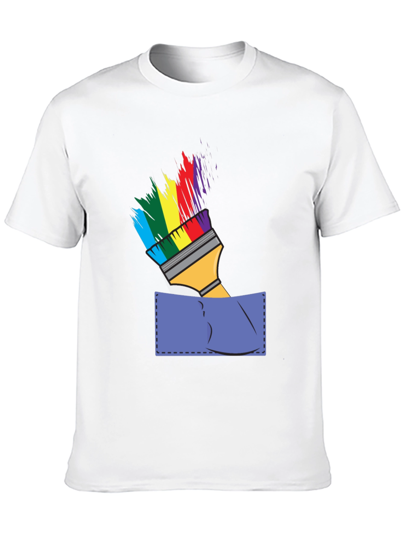 Rainbow Paintbrush Pocket Tee