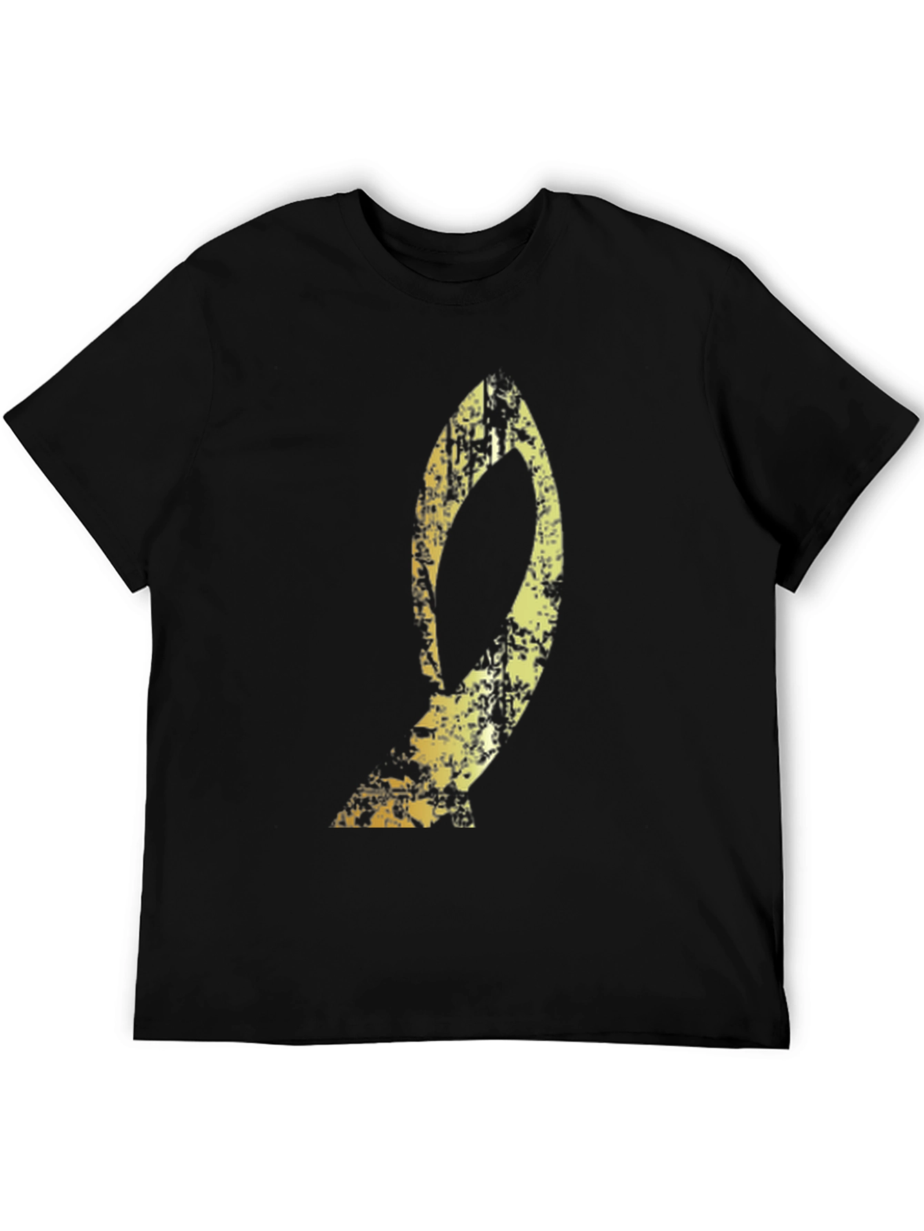 Mens Black Graphic Tee - Abstract Gold Design