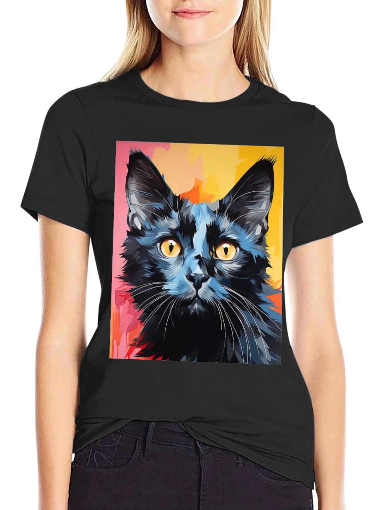 Black Cat Graphic Tee - Stylish Mens T-Shirt