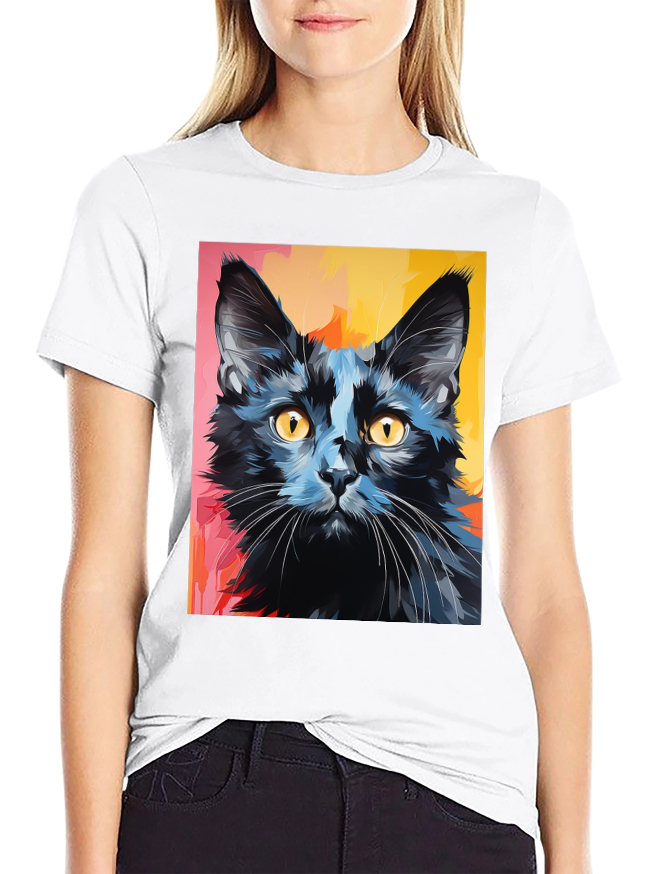 Black Cat Graphic Tee - Stylish Mens T-Shirt
