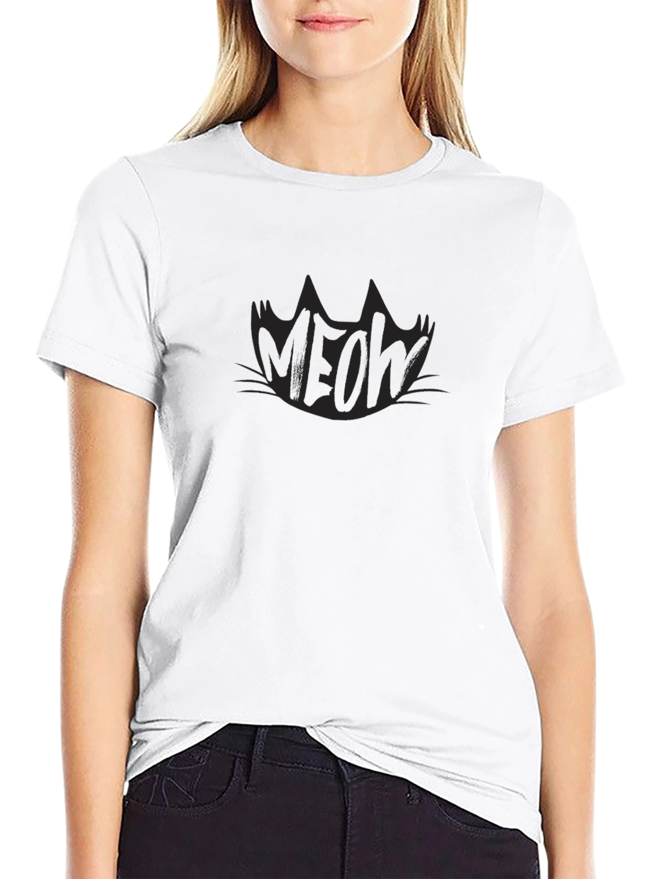 Meow Cat Tee - Black Graphic T-Shirt