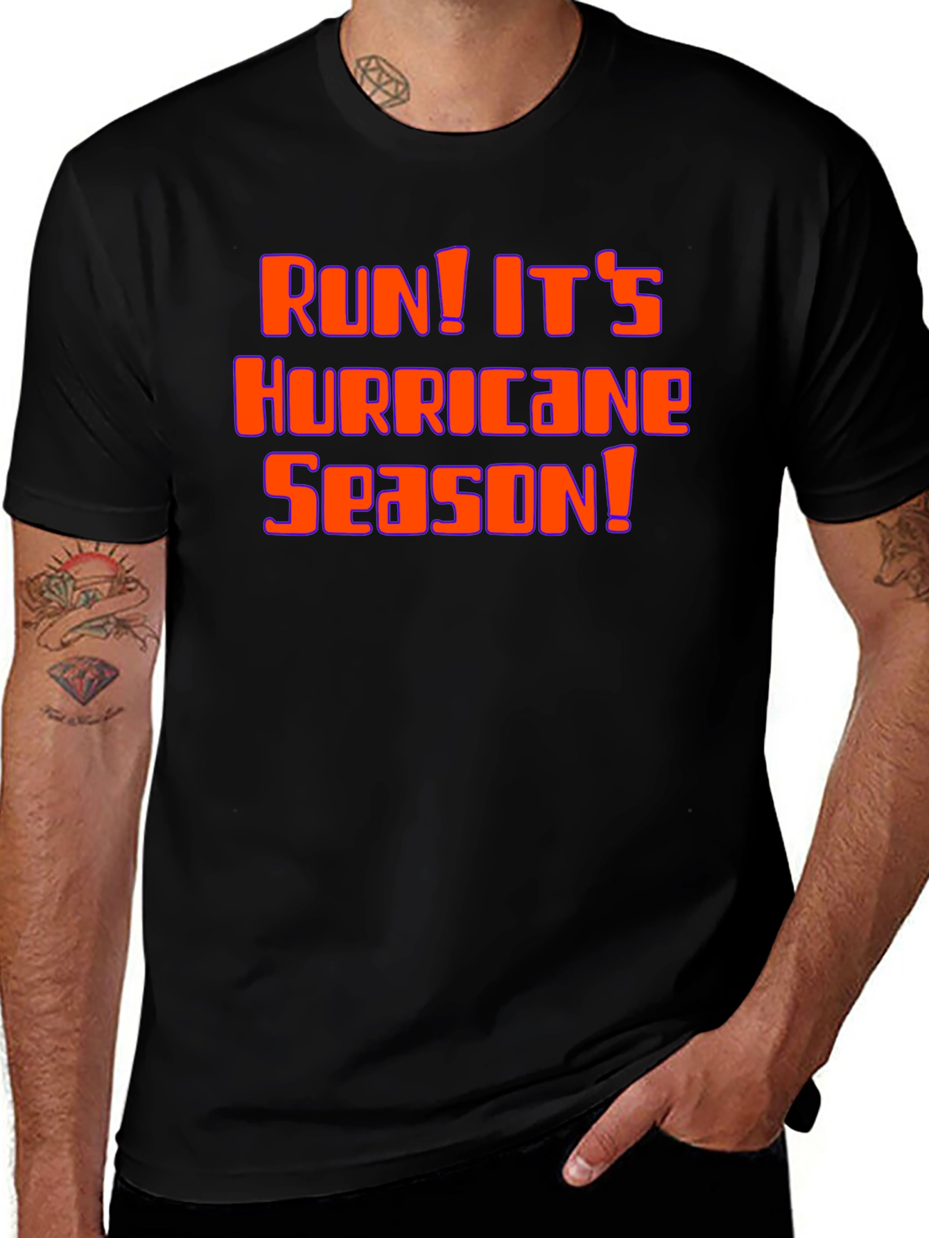Run! Its Hurricane Season Black Graphic Tee