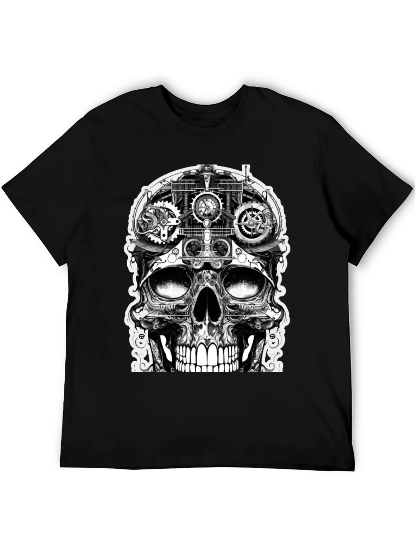 Steampunk Skull Graphic Tee - Black