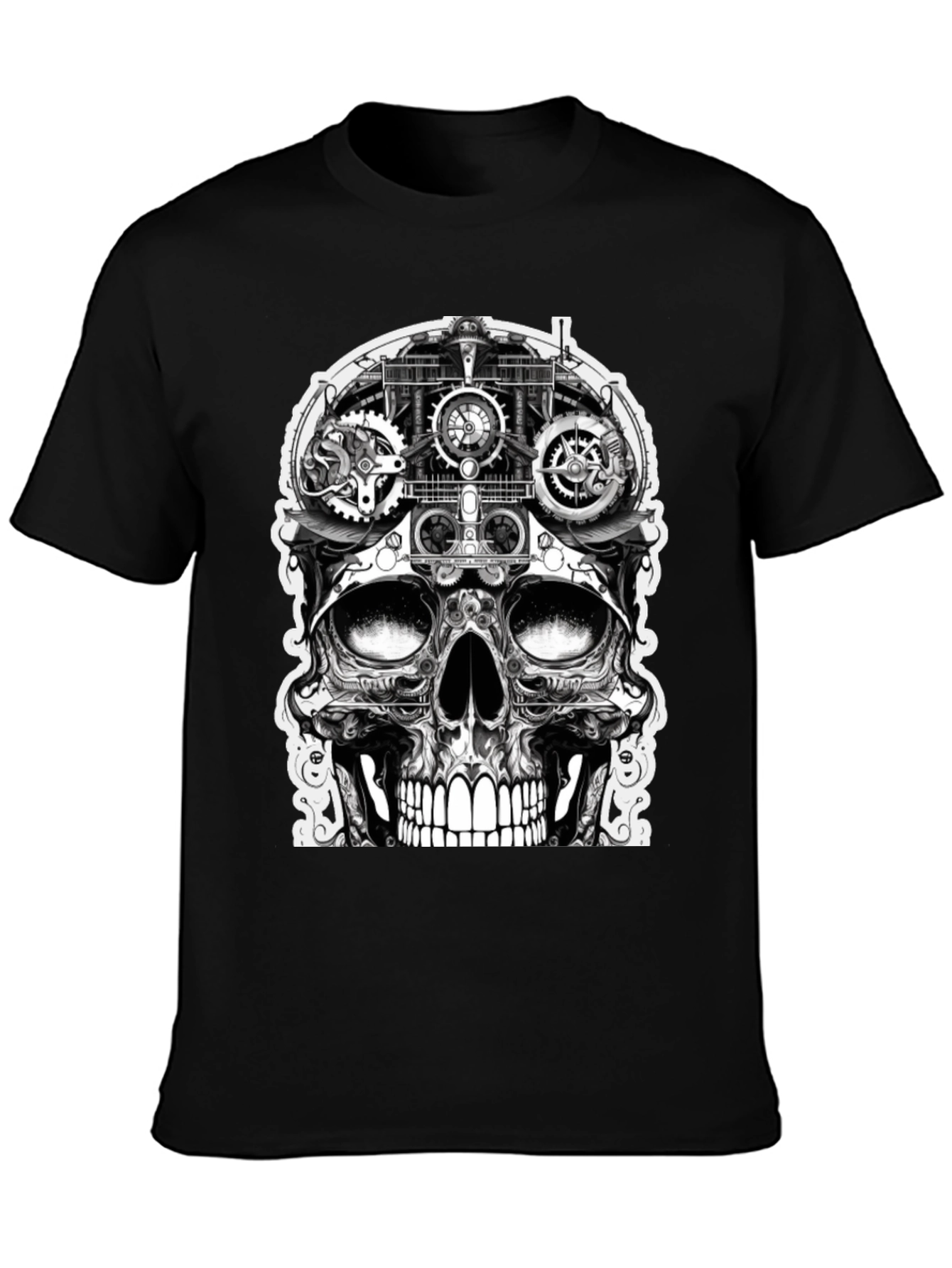 Steampunk Skull Graphic Tee - Black