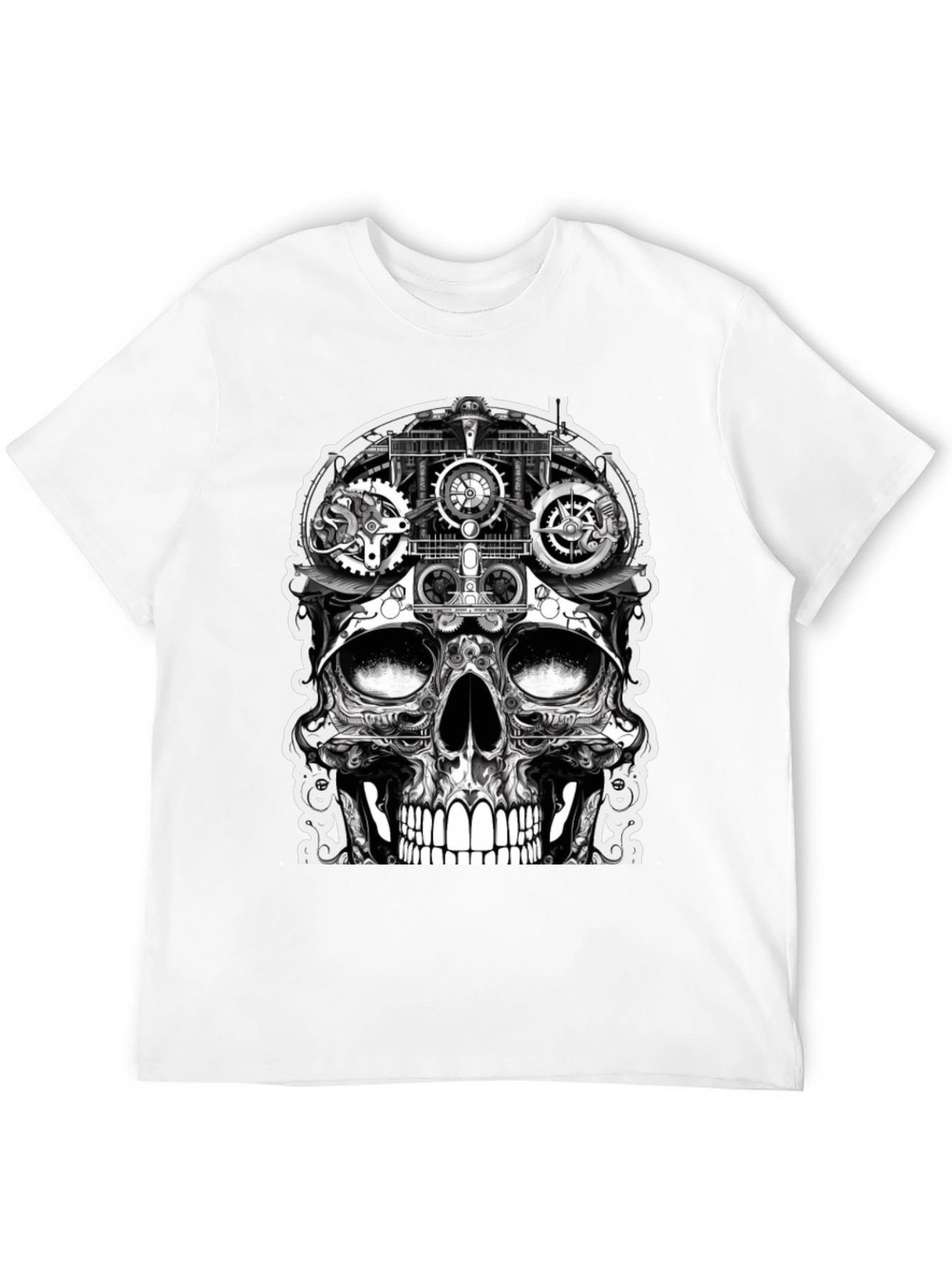 Steampunk Skull Graphic Tee - Black