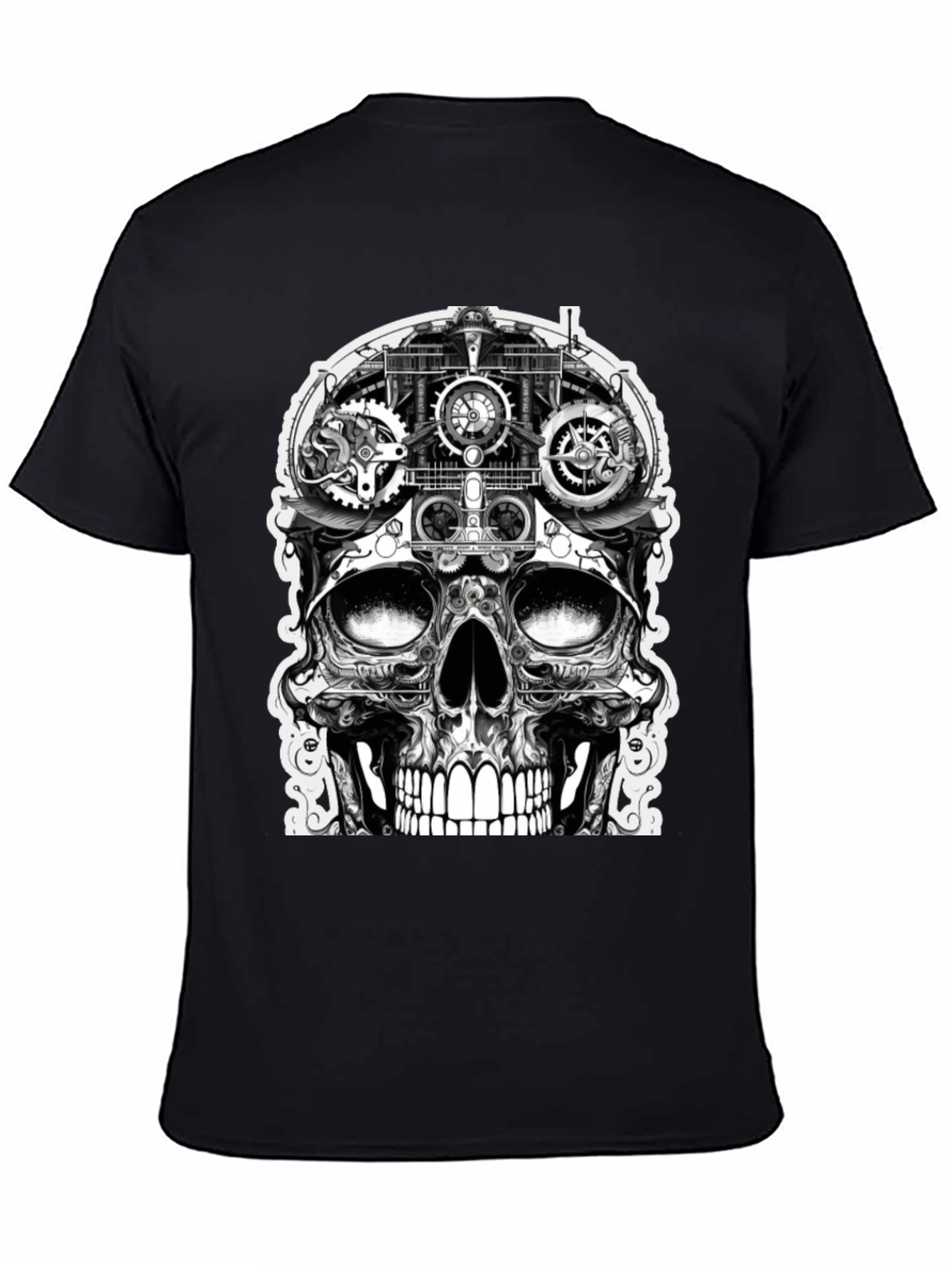 Steampunk Skull Graphic Tee - Black